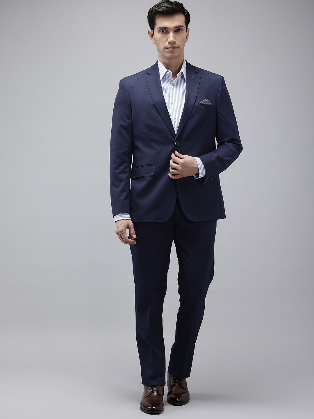 Theme Checked Slim Fit Single Breasted Formal 2 Piece Suits-picture-37