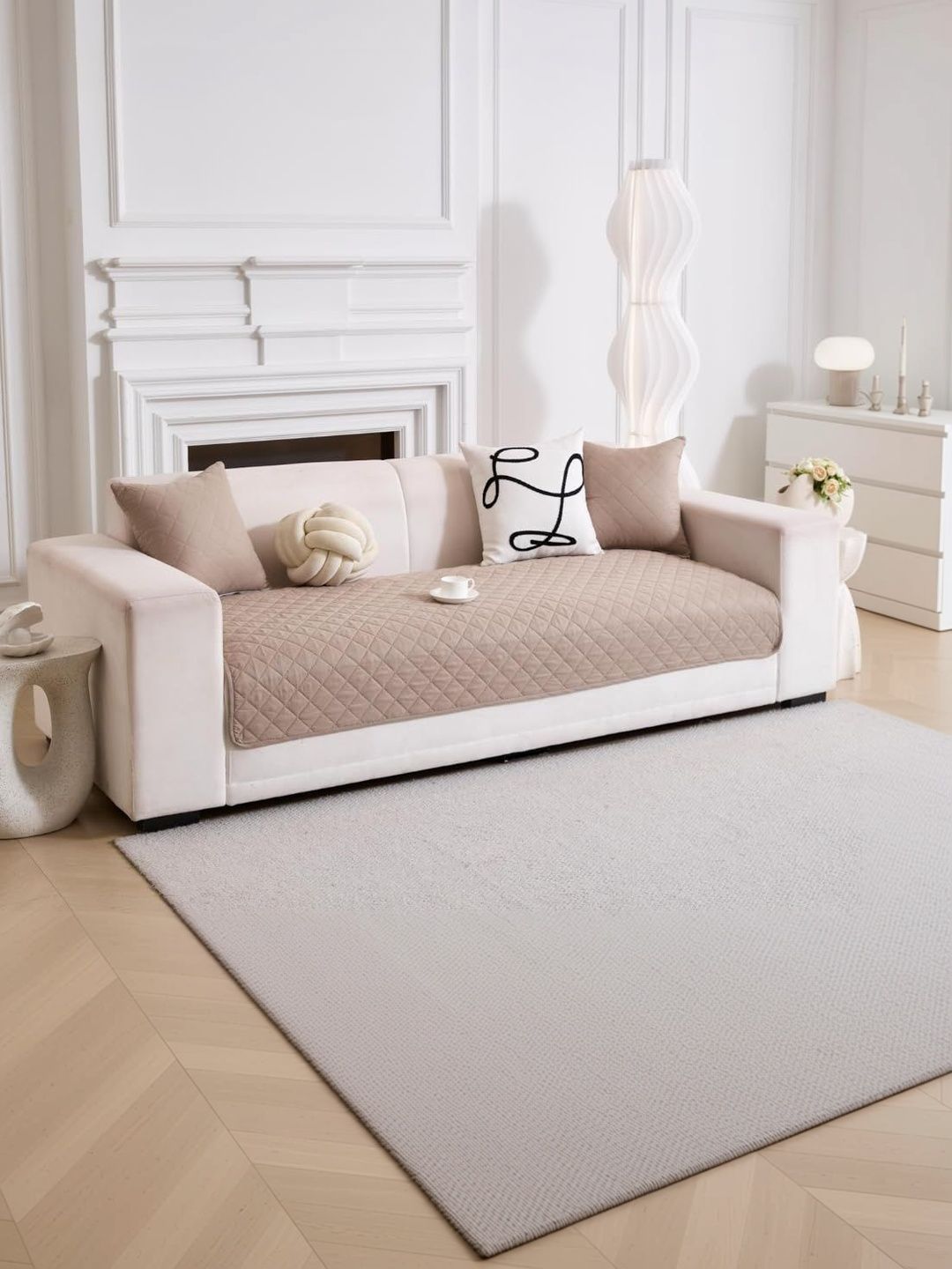 HOMETHREADS Beige & Beige Sofa Cover-image-38