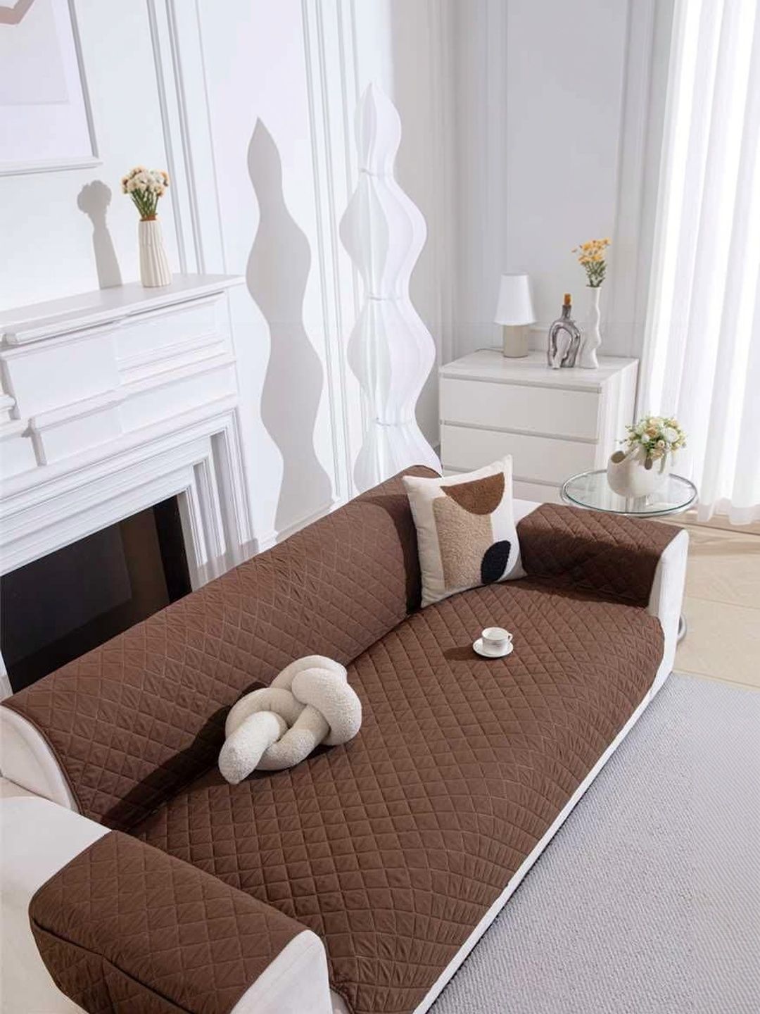 HOMETHREADS Brown & Brown Sofa Cover-image-35