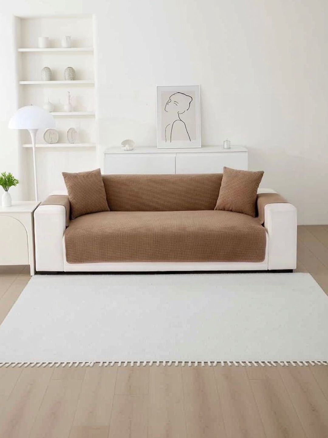 HOMETHREADS Brown & Brown Sofa Cover-image-34