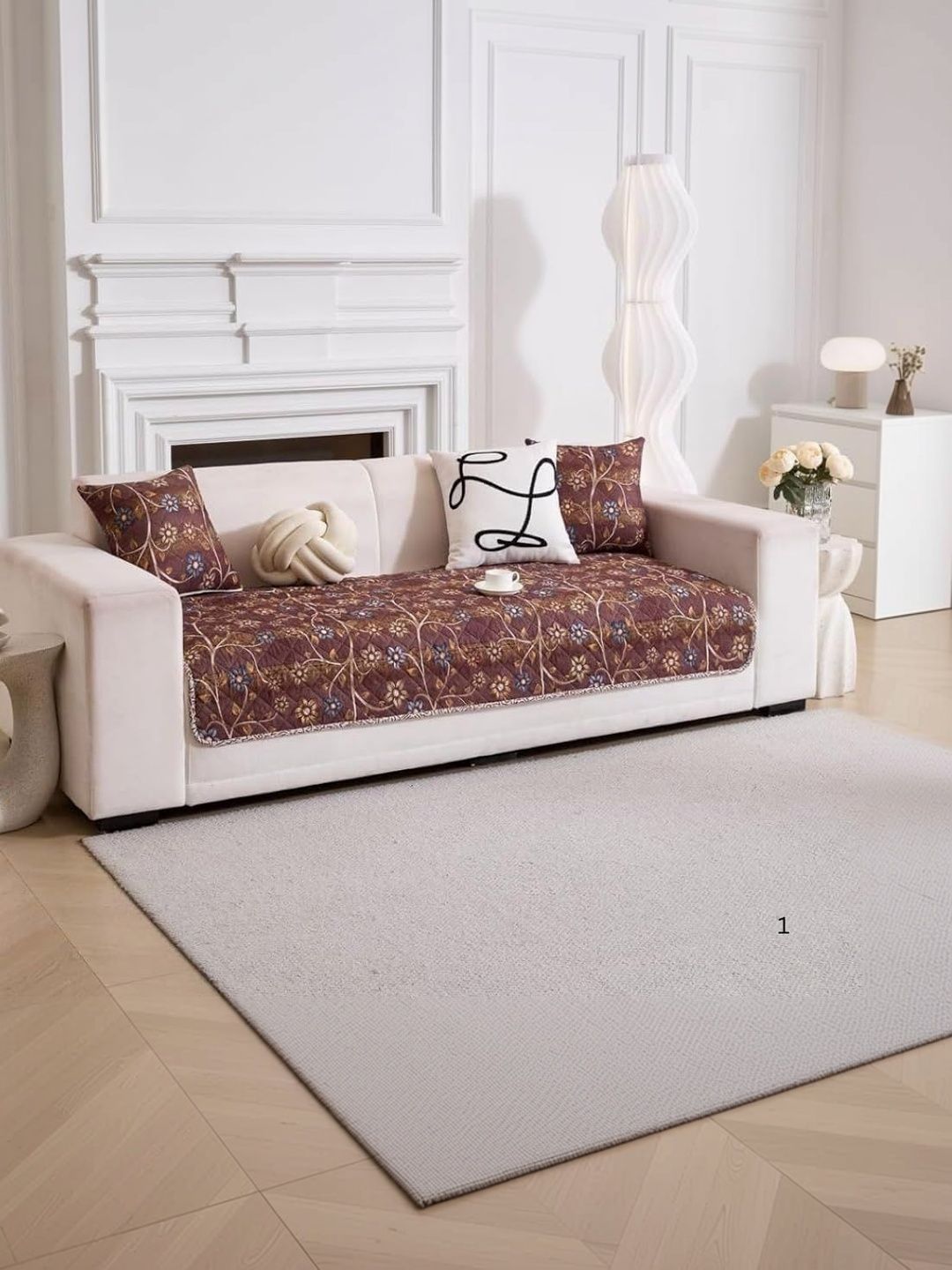 HOMETHREADS Coffee Brown & Brown Printed Sofa Cover-image-33