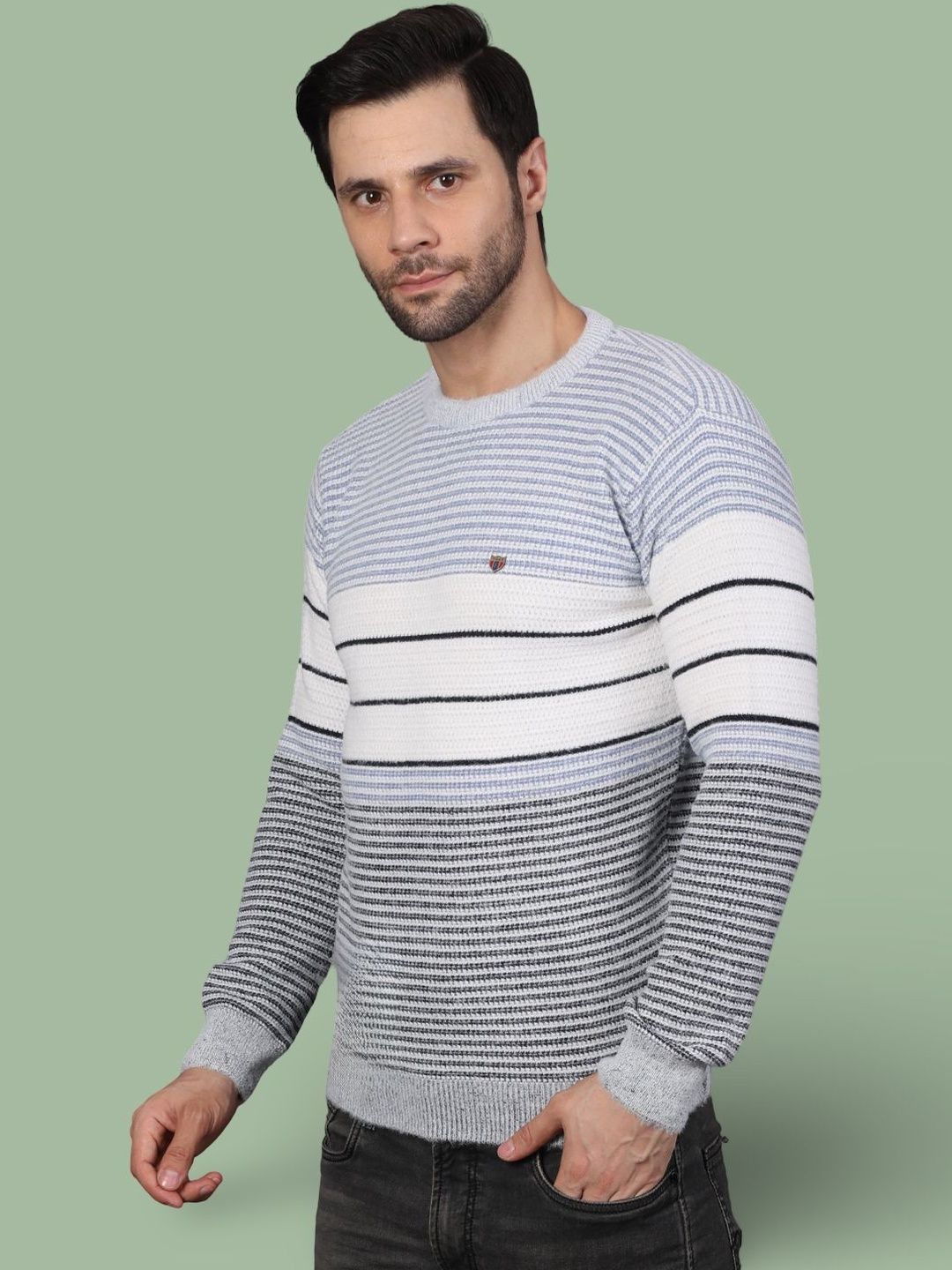 GRACIT Men Striped Woollen Pullover-picture-51