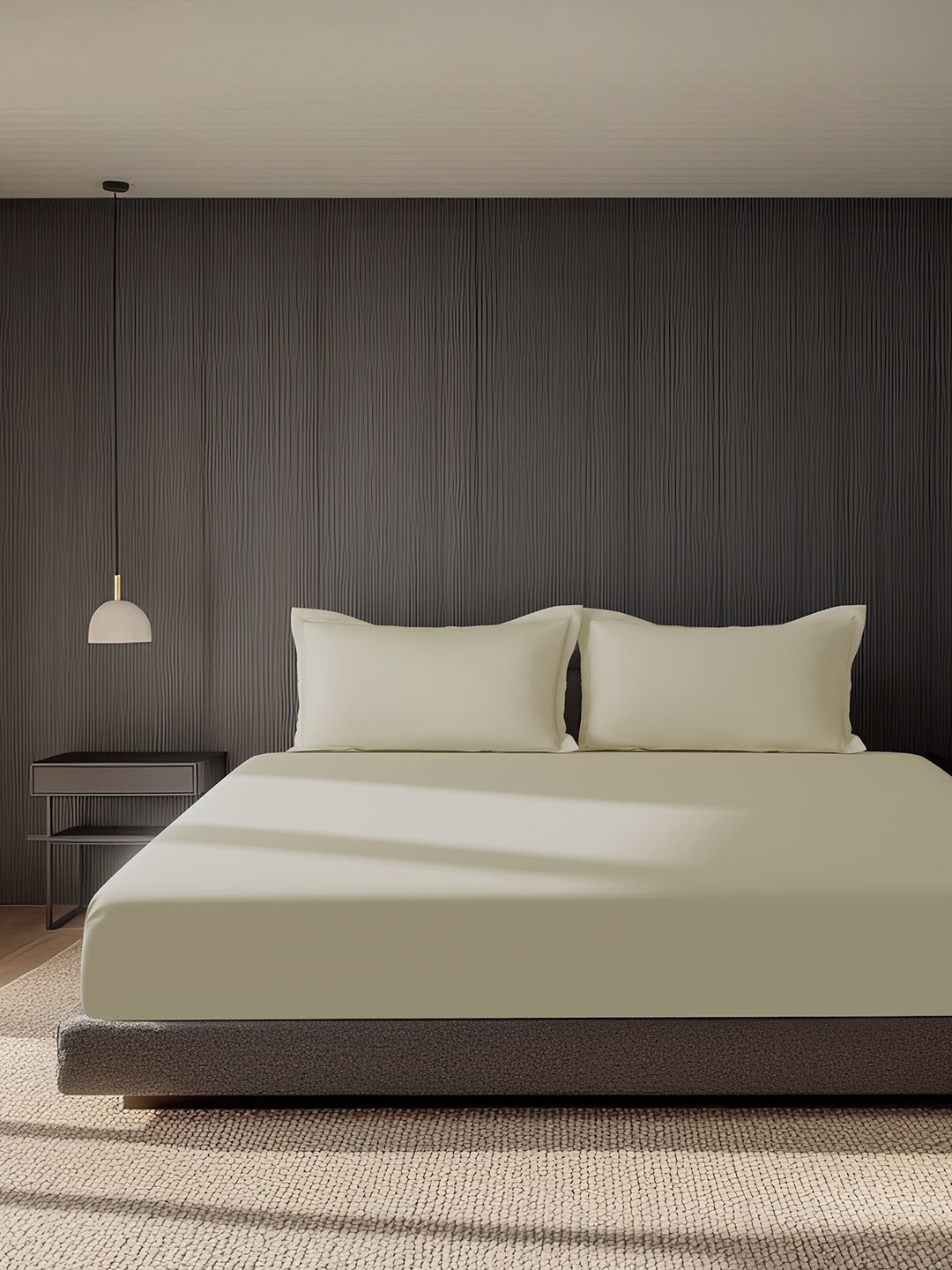SANSAAR A DDECOR BRAND LIVE CONSCIOUSLY Beige Solid Cotton 3 Piece Double Queen Superfine Bedding Set-image-8