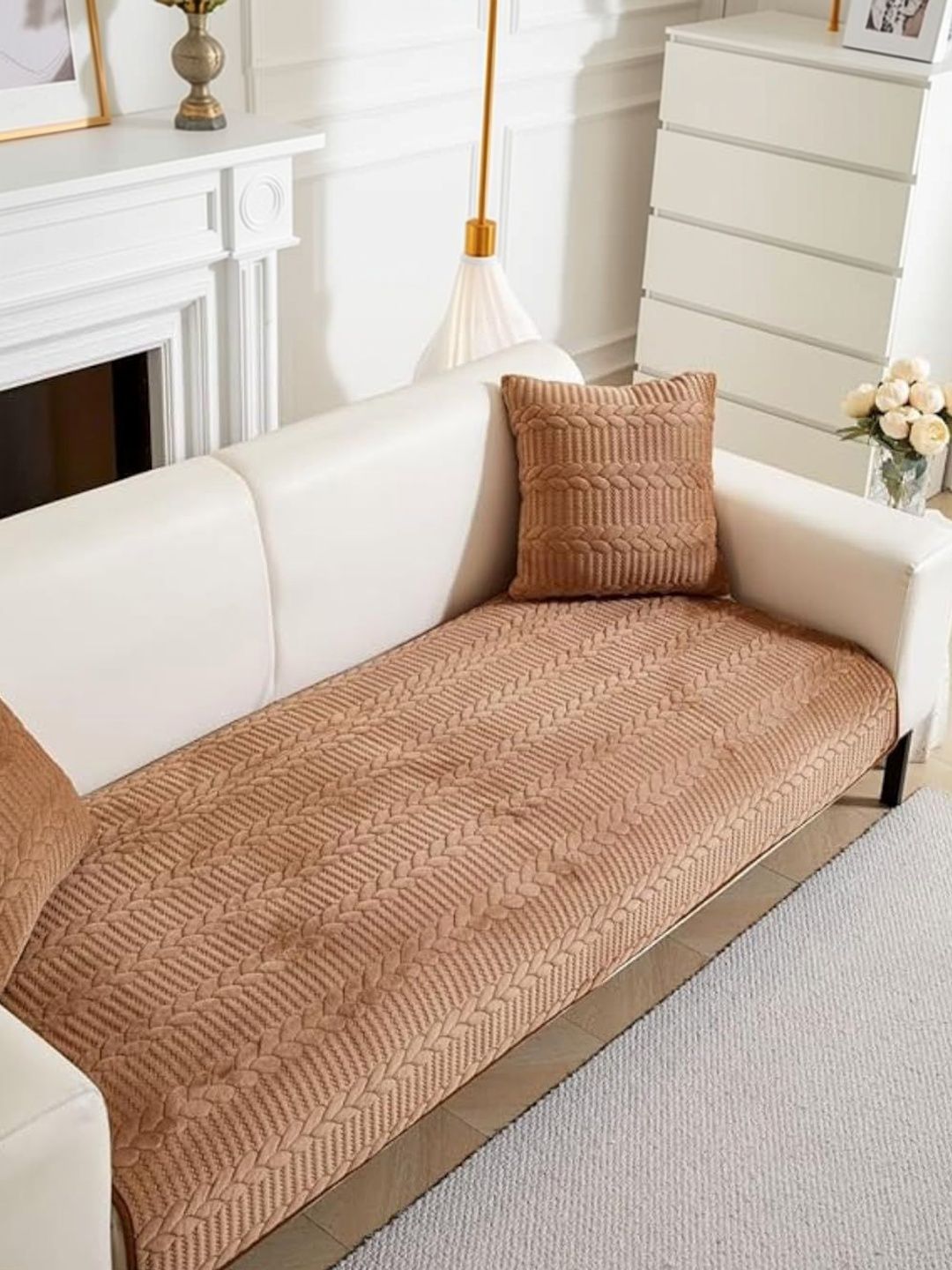 HOMETHREADS Brown & Brown Sofa Cover-image-36