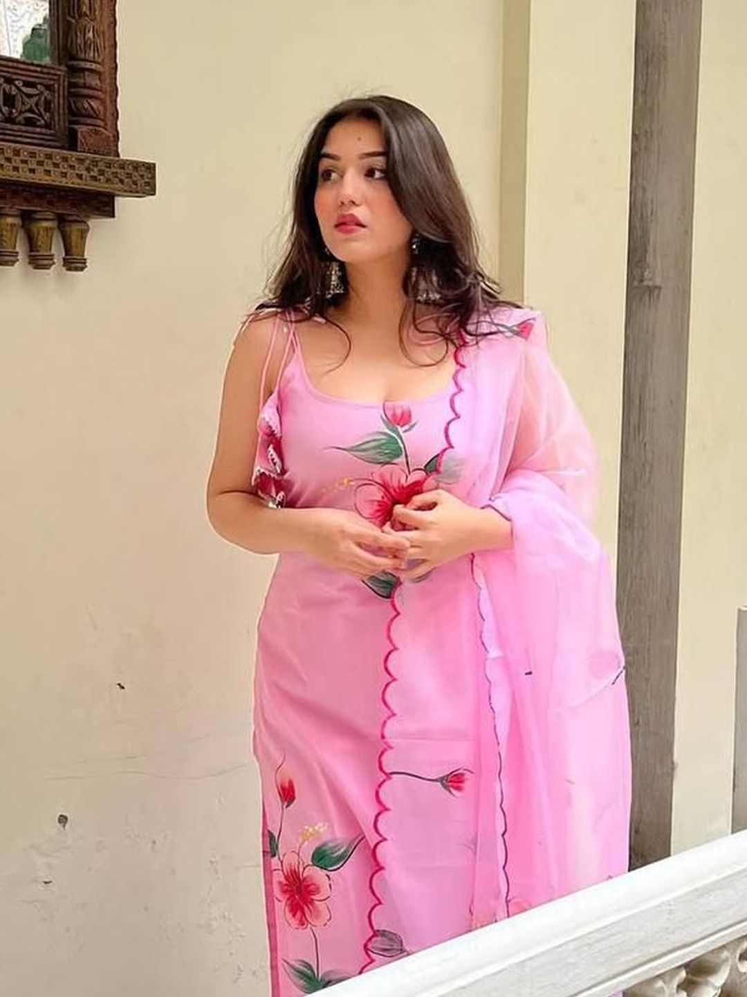 BE IN TEXO FAB Women Floral Printed Regular Chanderi Cotton Kurta with Trousers & With Dupatta-picture-26