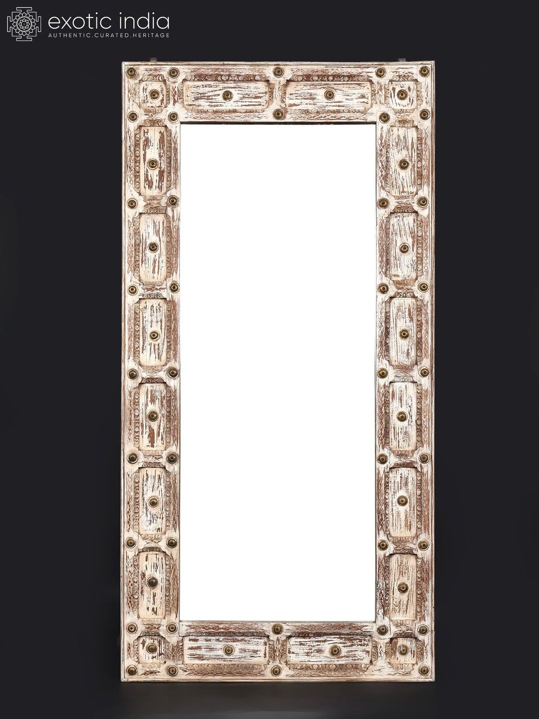 Exotic India Brown Textured Vintage Rectangular Mirror-image-34