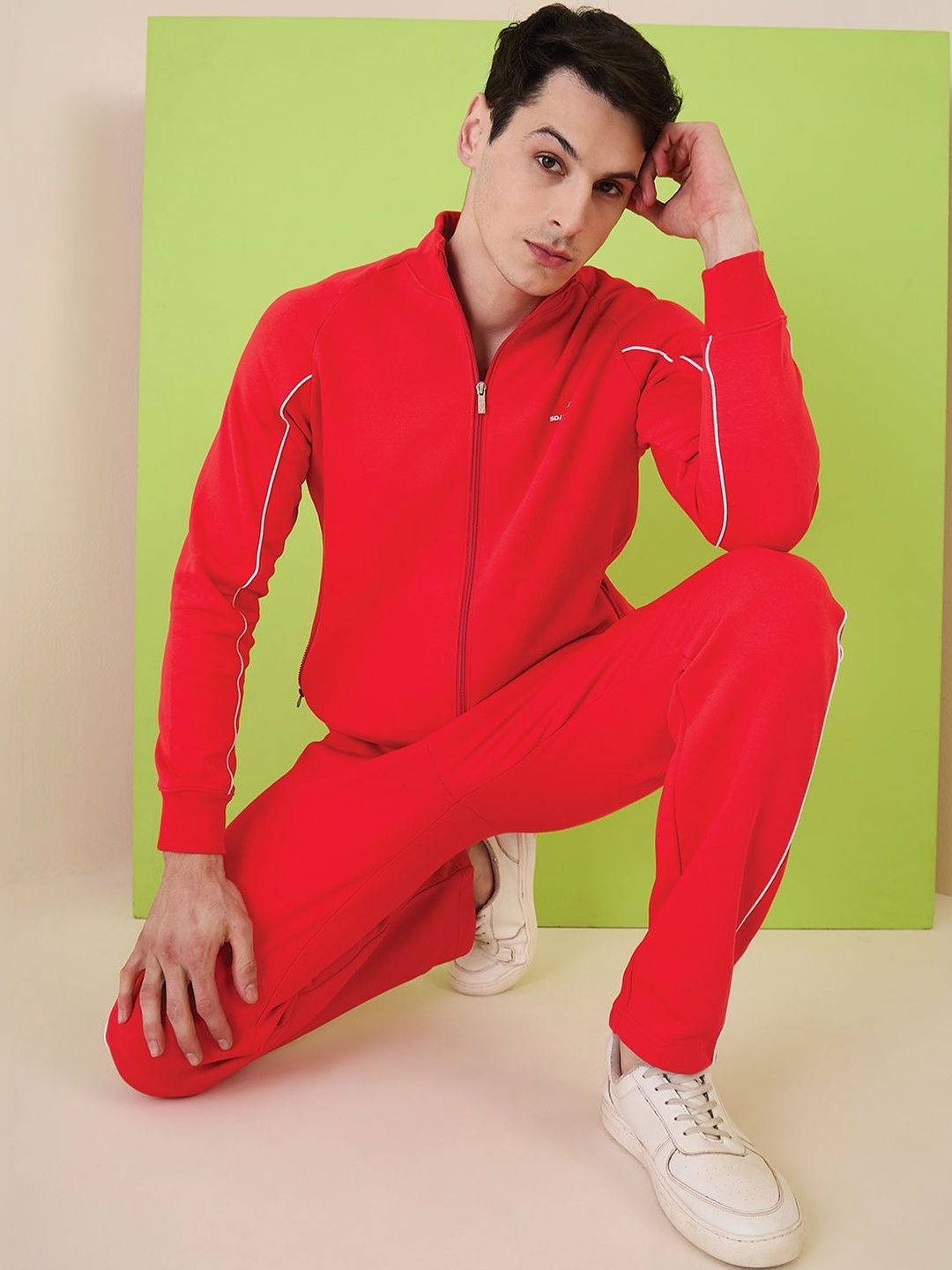 Sweet Dreams Mock Collar Long Sleeve Zipper Tracksuit-image-42