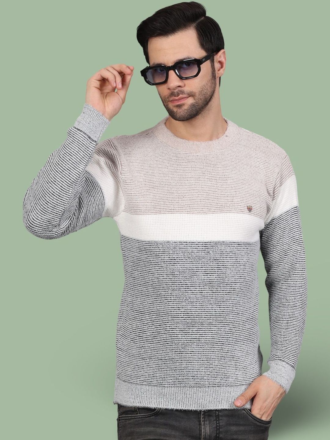 GRACIT Men Colourblocked Woollen Pullover-picture-32