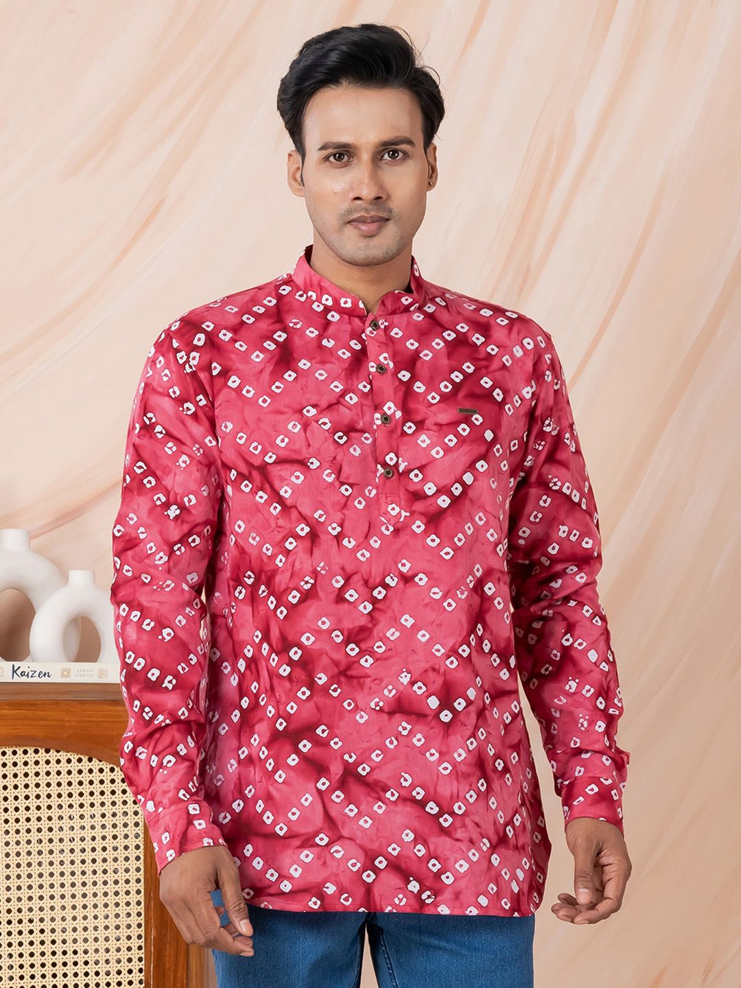 DEVOILER Men Bandhani Printed Kurta-picture-12