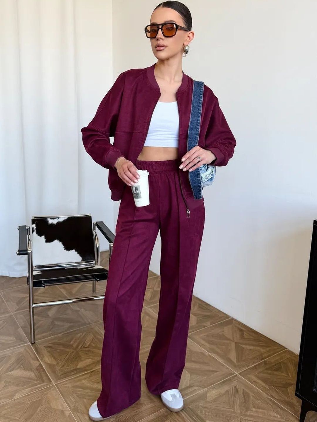 Mast & Harbour Round Neck Long Sleeves Sweatshirt With Trousers Co-Ords-picture-28