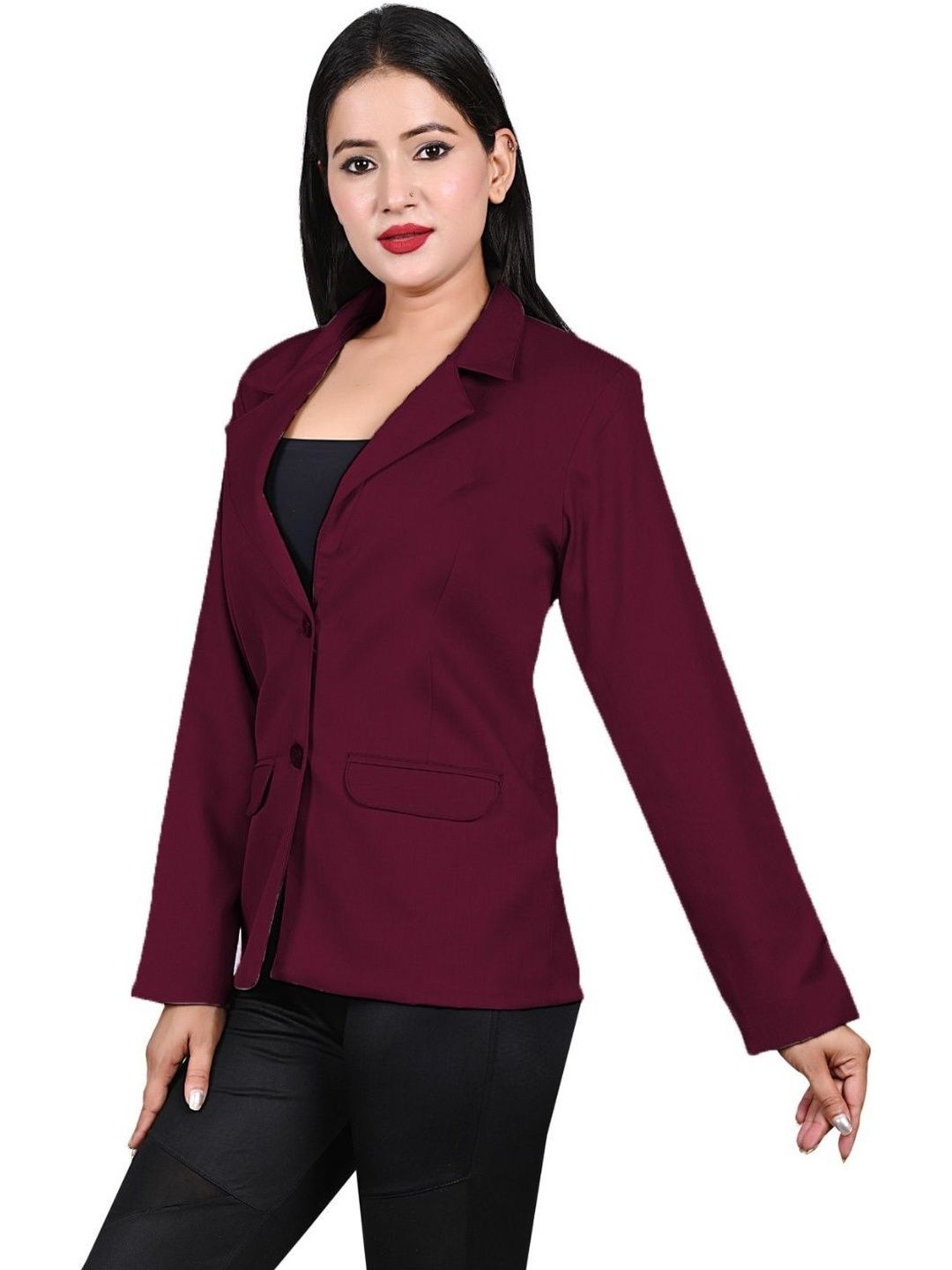 Naida Single-Breasted Notched Lapel Blazers-picture-12