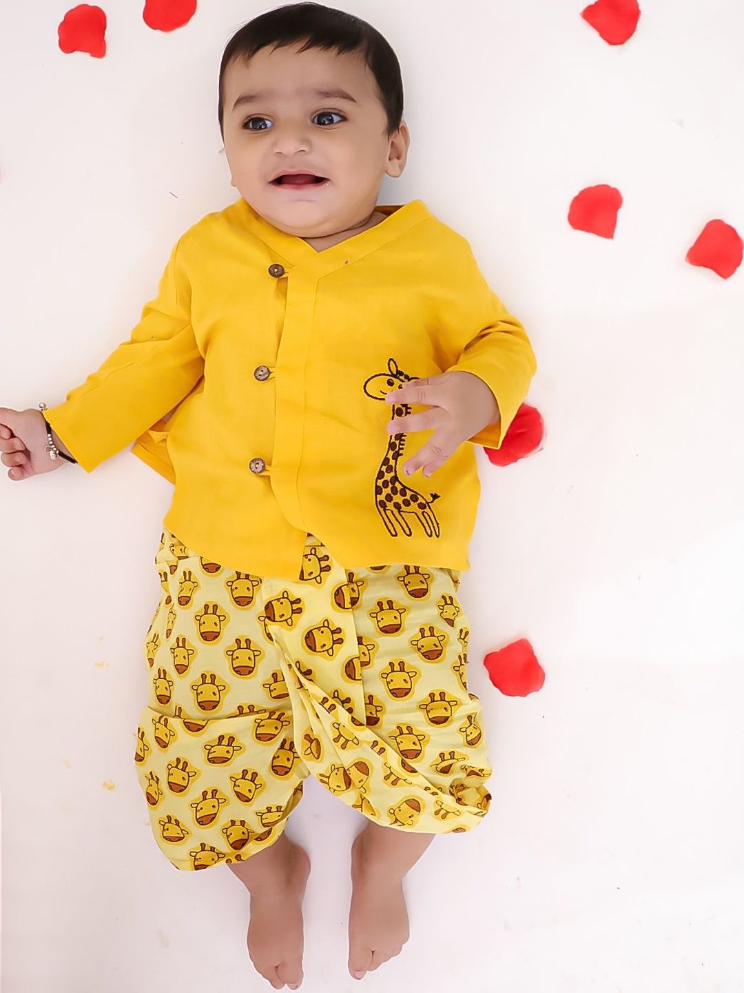 BownBee Boys Animal Printed Angrakha Pure Cotton Kurta with Dhoti Pants-picture-23