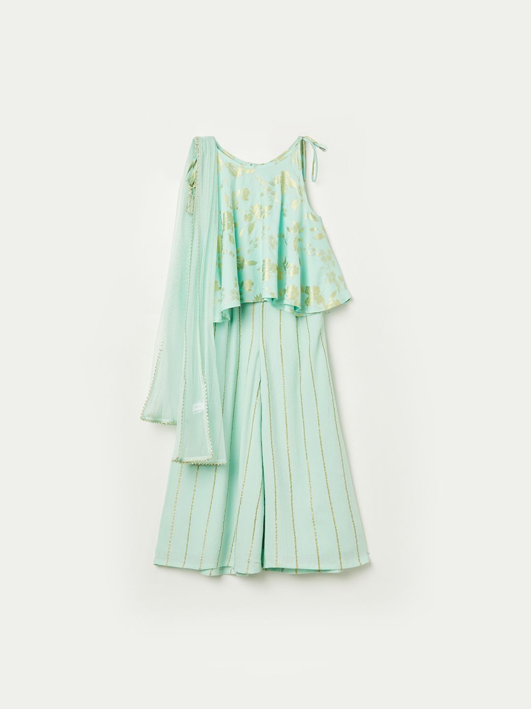 Melange by Lifestyle Girls Floral Printed Tiered Kurta with Palazzos & With Dupatta-picture-27