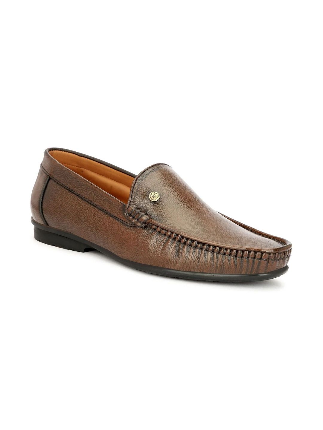 HAUTTON Men Leather Textured Slip-On Formal Loafers-picture-29