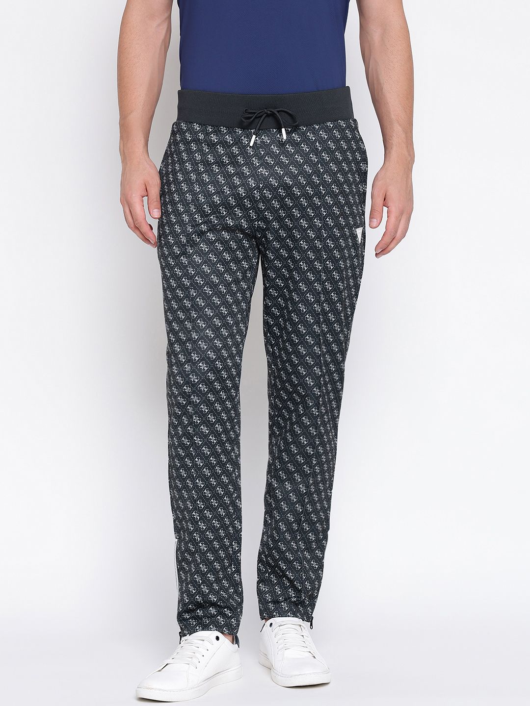 GUESS Men Brand Logo Printed Mid-Rise Track Pants with Hem Zip Closure-picture-25