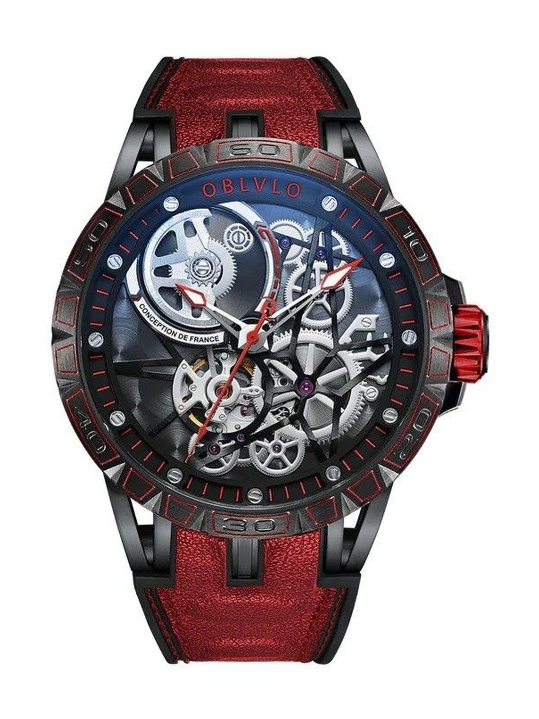 oblvlo Men Dial & Leather Straps Analogue Multi Function Automatic Motion Powered Watch LM-BBBE-picture-13