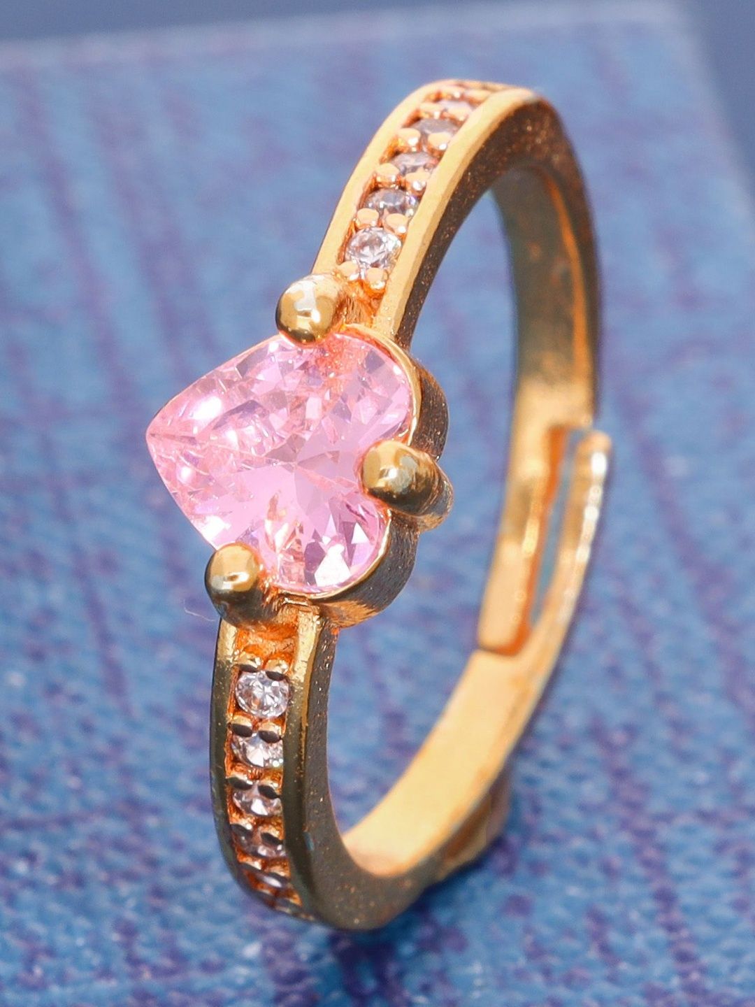 Sangria Girls Gold-Plated American Diamond- Studded Heart-Shaped Finger Ring-picture-26