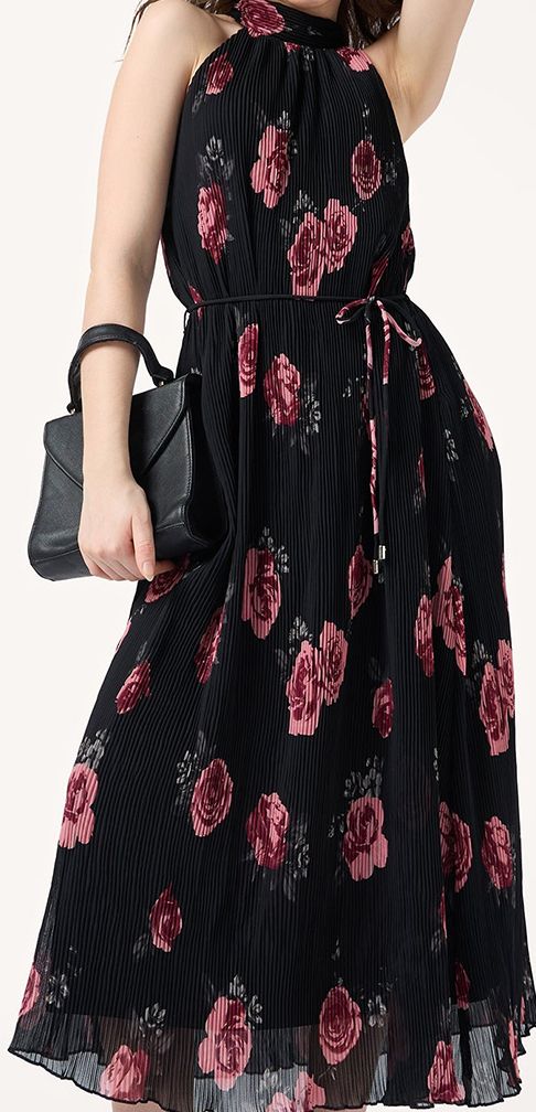 Unique Floral Print Halter Neck Slit Maxi Dress main image 1