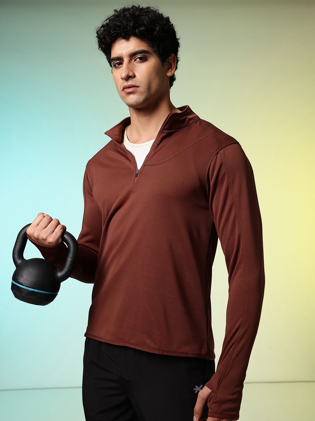 HRX by Hrithik Roshan Slim Fit Mock Collar Printed Training Sweatshirt-picture-24