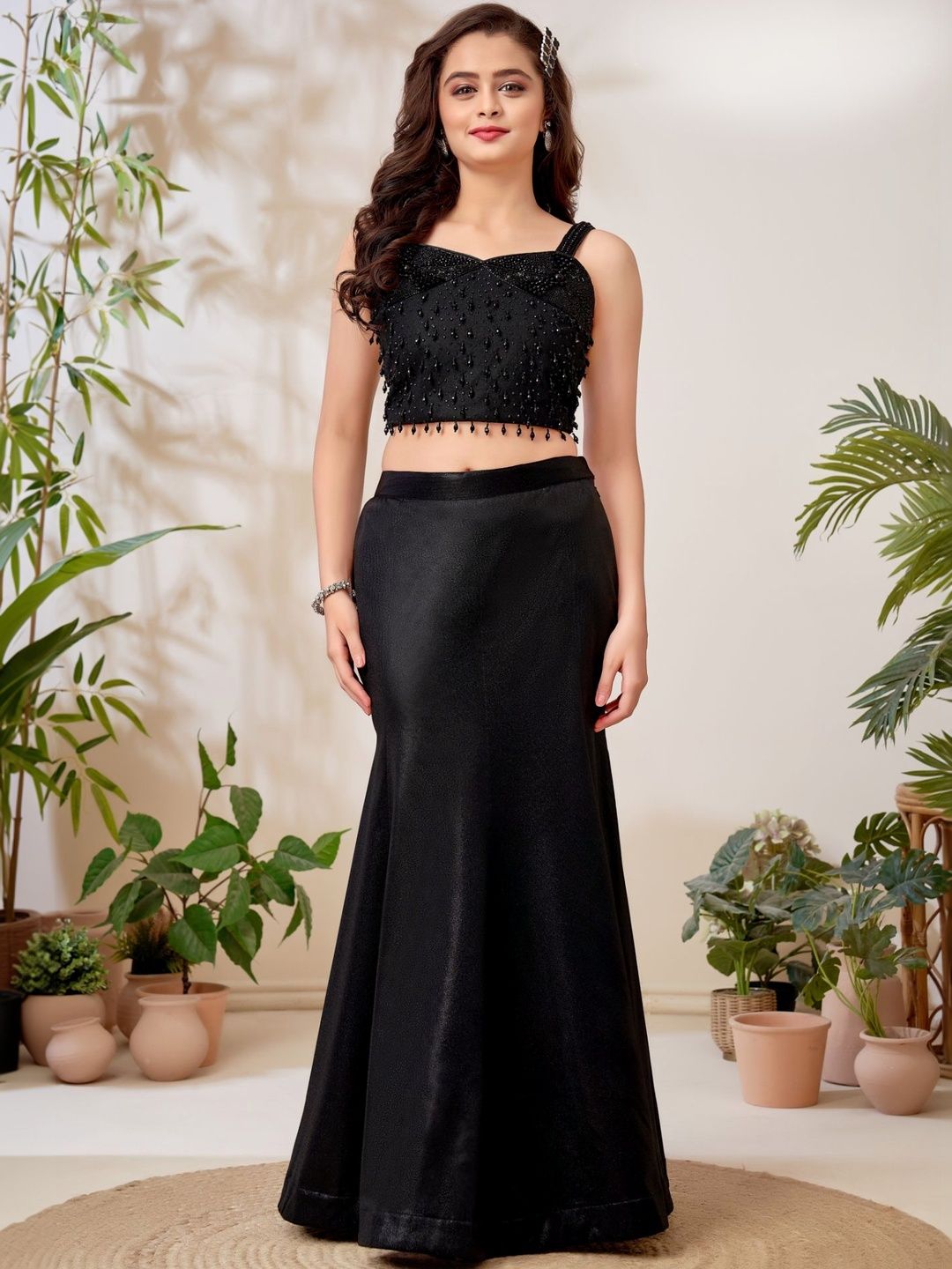Lagorii Girls Embellished Beads and Stones Semi-Stitched Lehenga &-picture-30