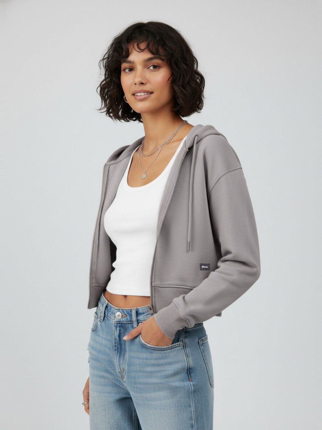 glitchez Women Hooded Crop Sweatshirt