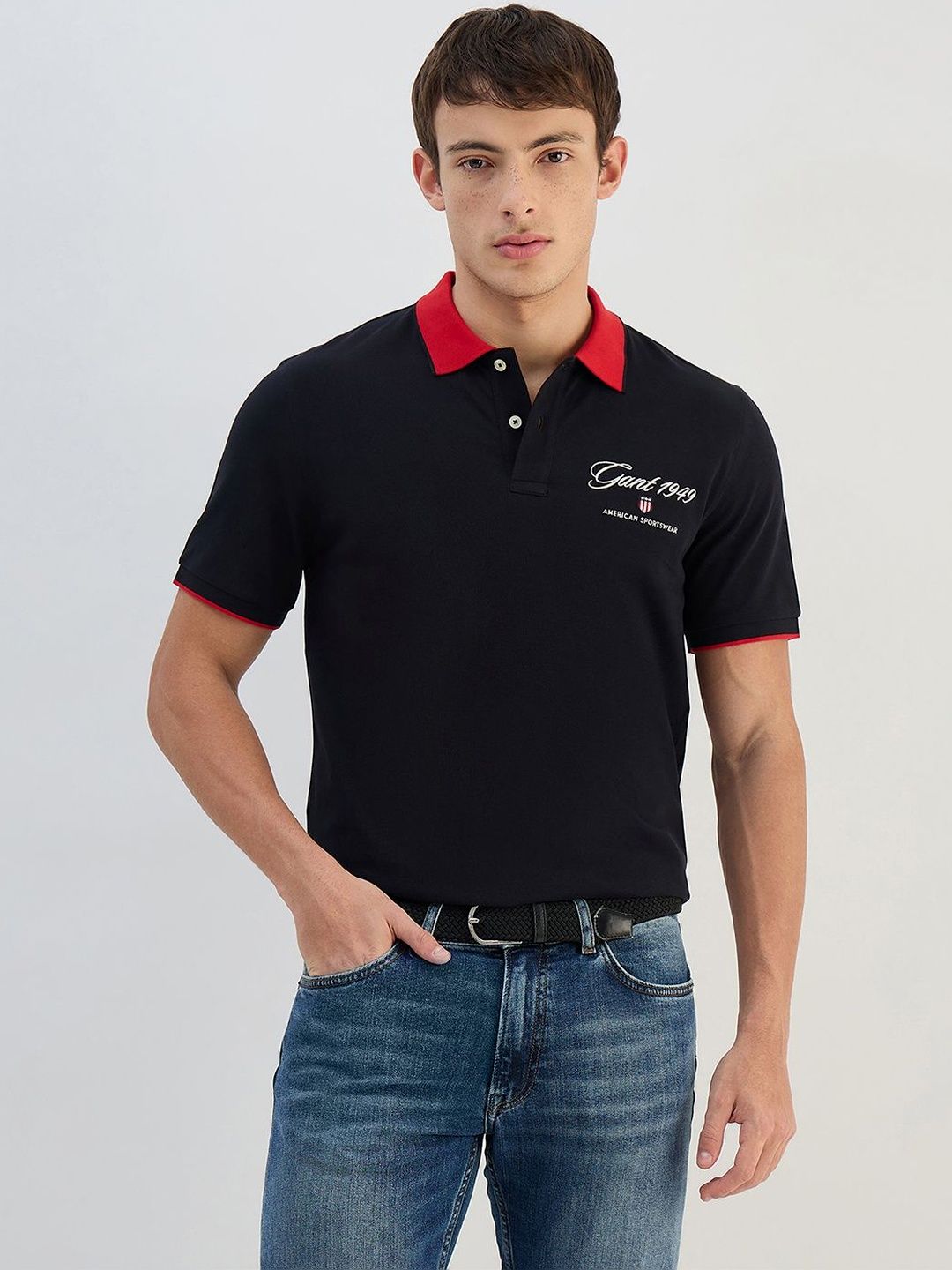 GANT Men Typography Printed Polo Collar T-shirt-image-25