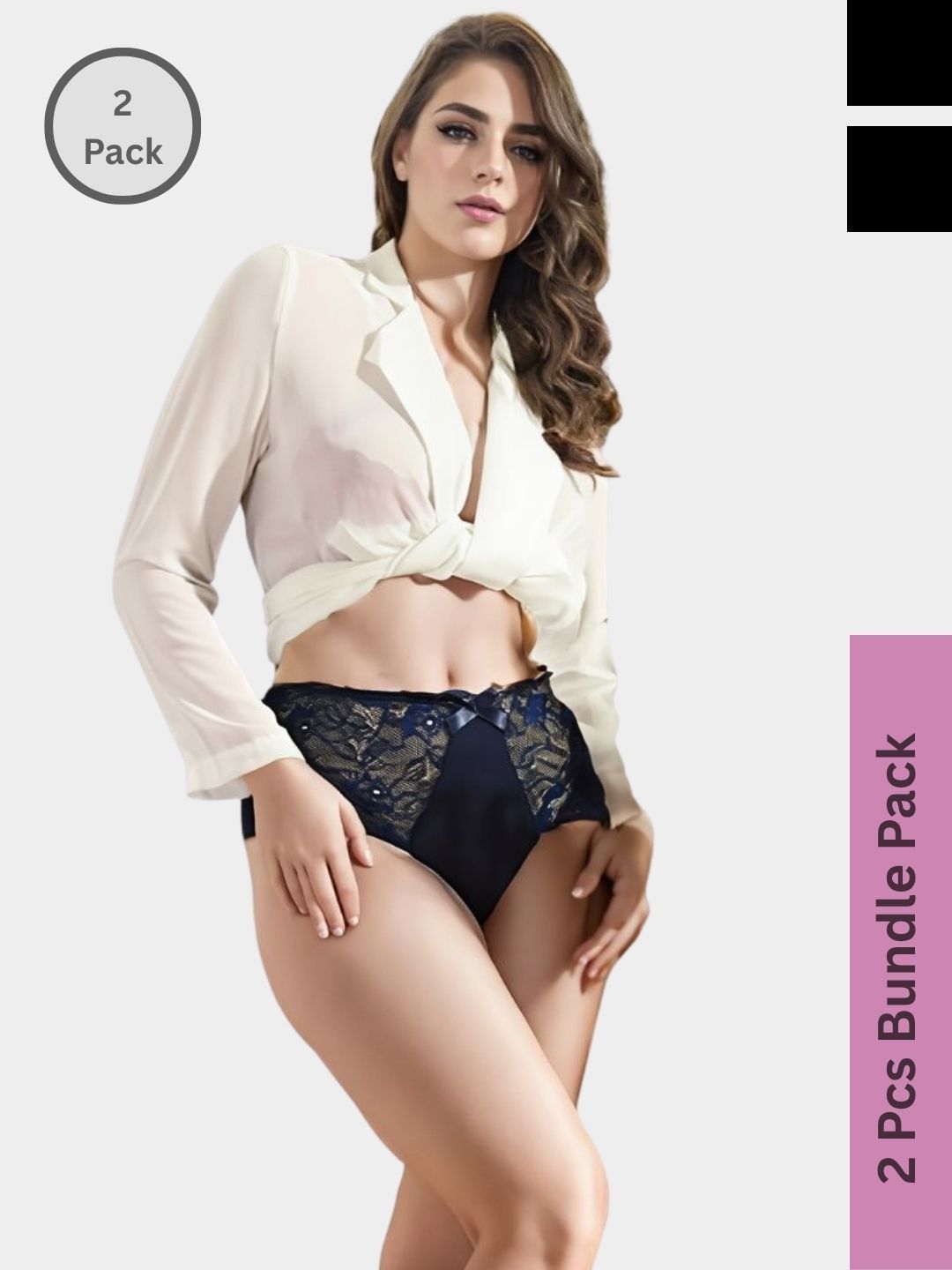 NIMRA FASHION Pack Of 2 Self Design Hipster Breifs-picture-27