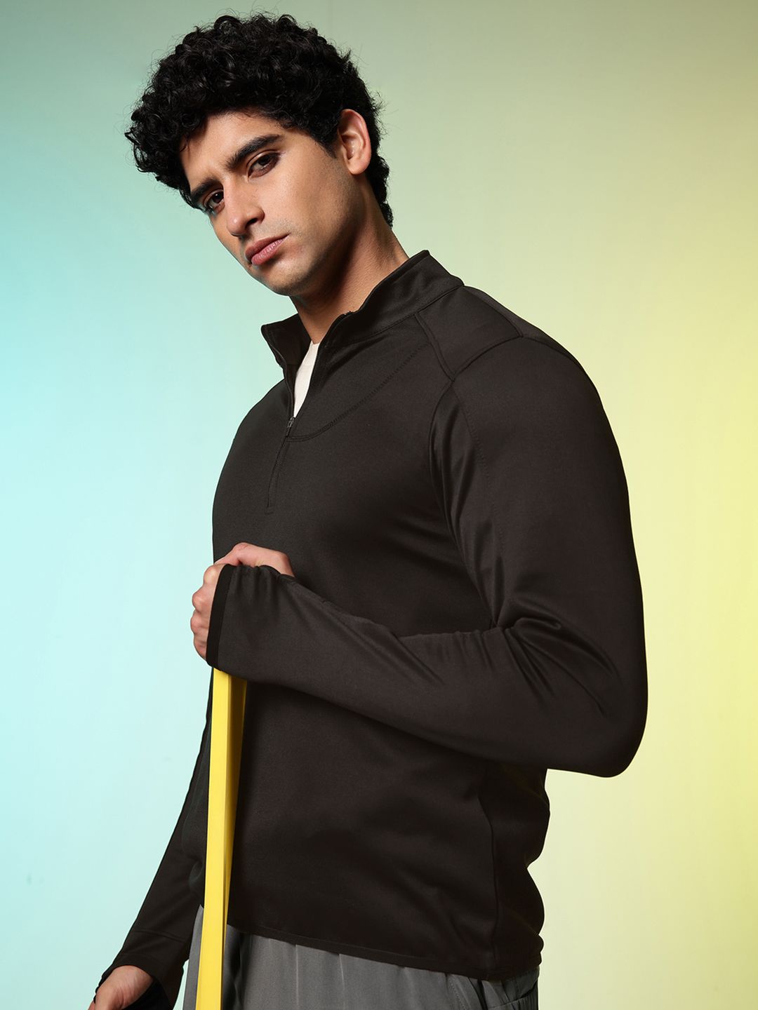 HRX by Hrithik Roshan Slim Fit Mock Collar Printed Training Sweatshirt