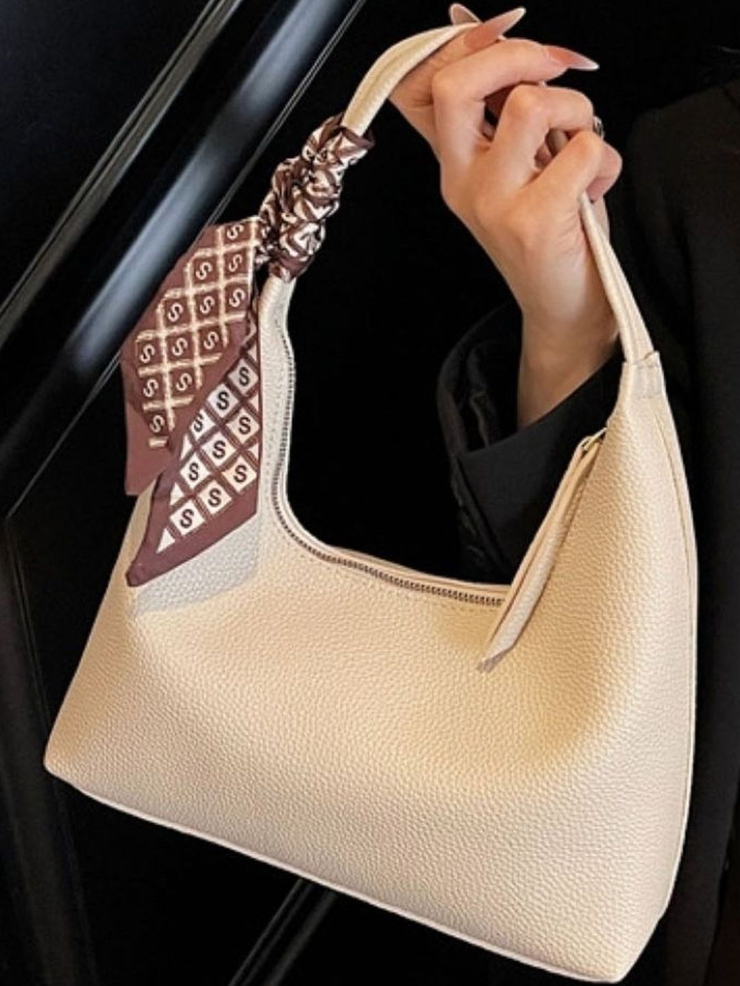 KPOP Textured PU Half Moon Shoulder Bag-picture-26
