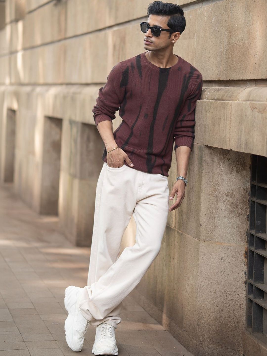 Powerlook Men Striped Printed Pullover