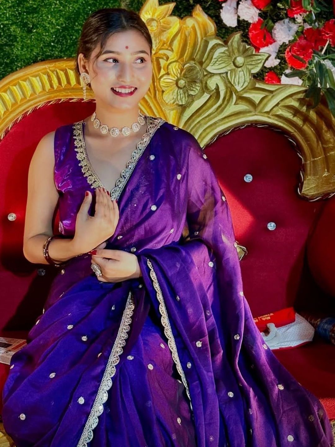 Being Naari Embellished Zari Pure Georgette Saree-picture-23