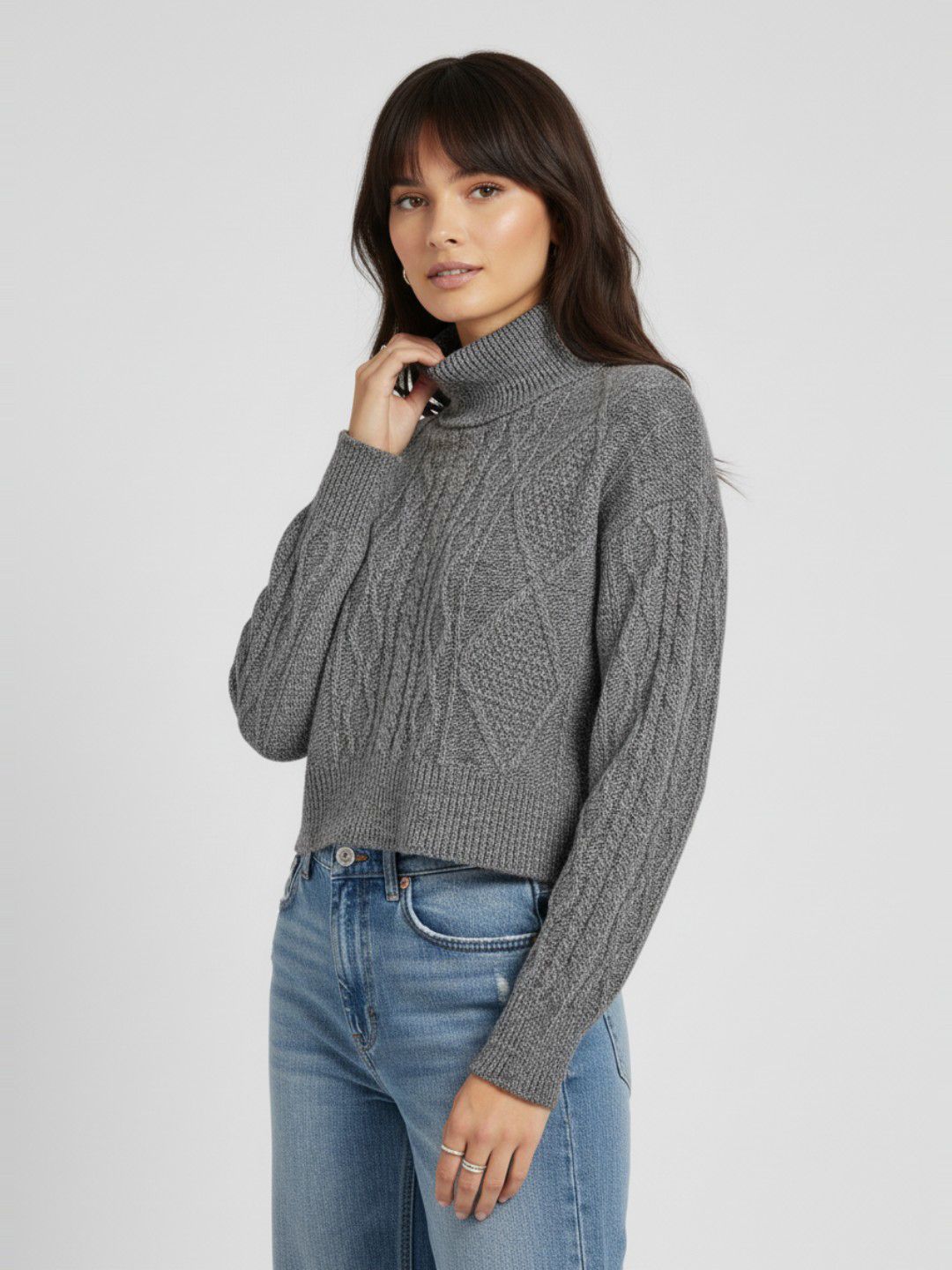 glitchez Cable Knit Turtle Neck Pullover-picture-11
