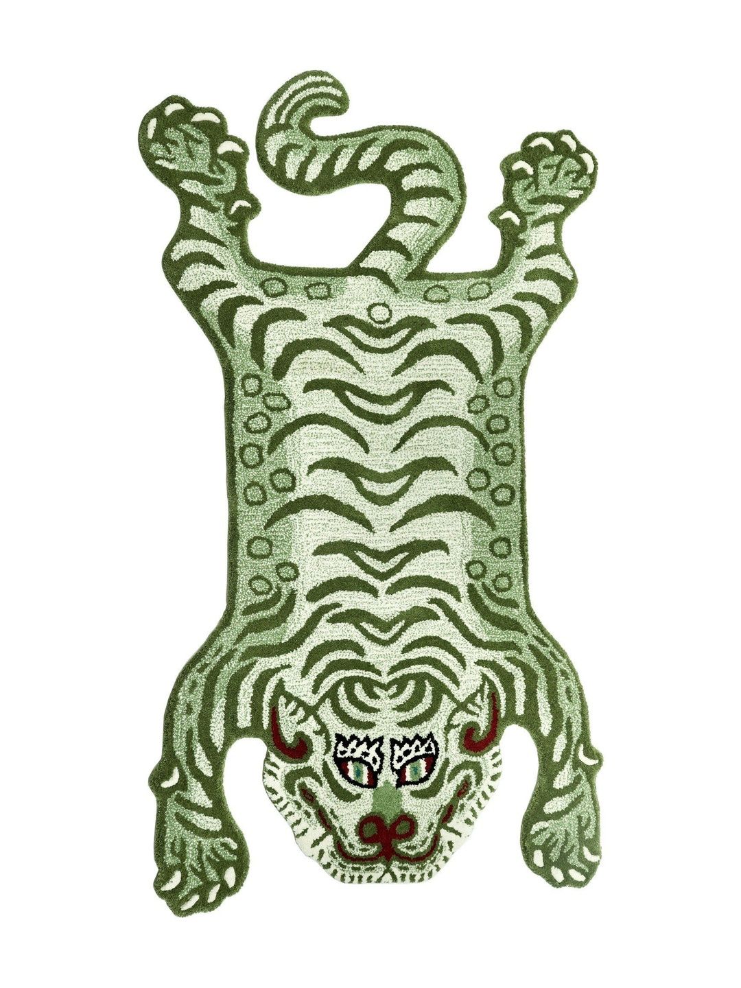 Exotic India Green & Black Tibetan Tiger Wool Mat-picture-38