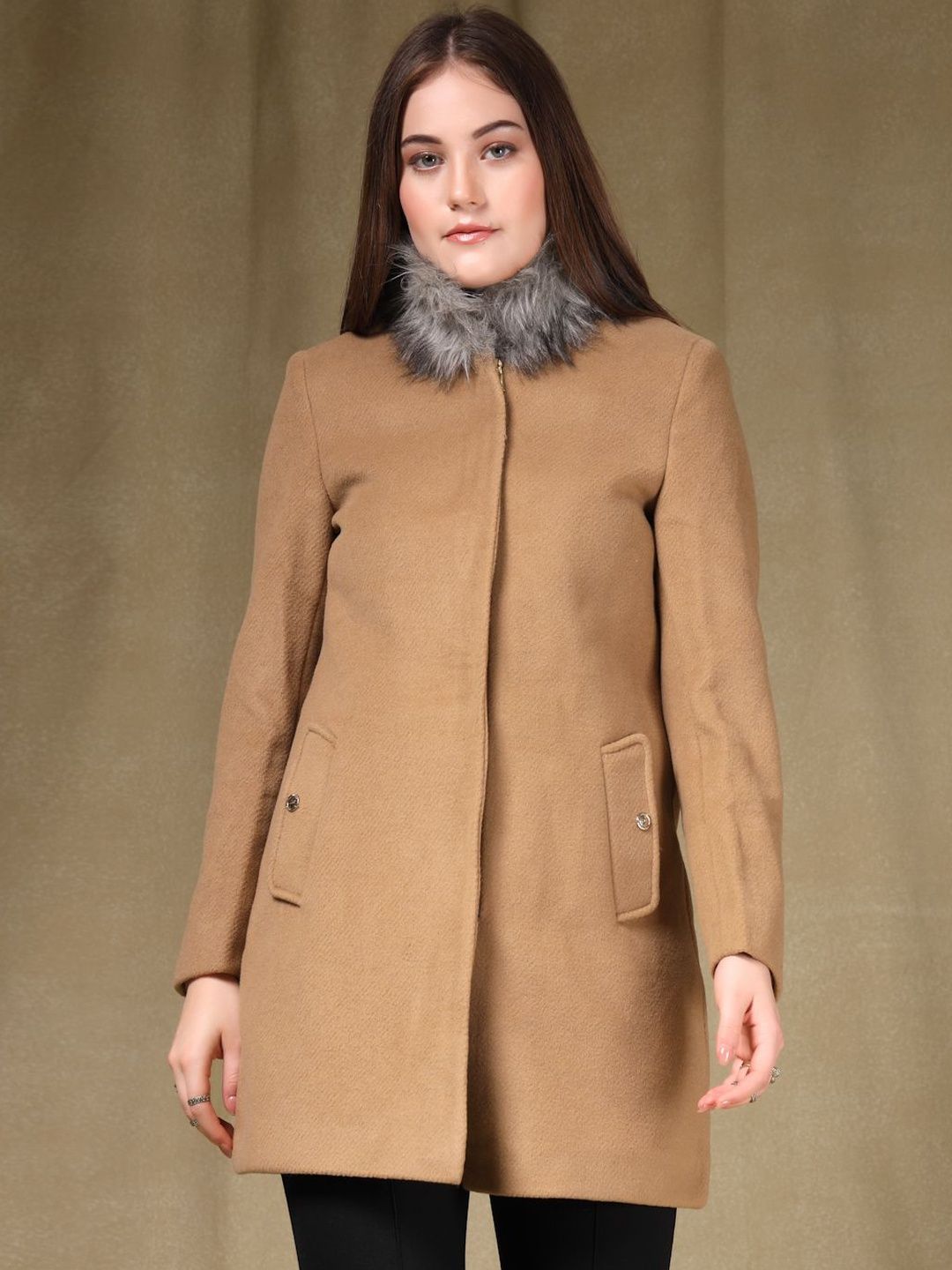 The Roadster Lifestyle Co Mock Collar Overcoat-image-10