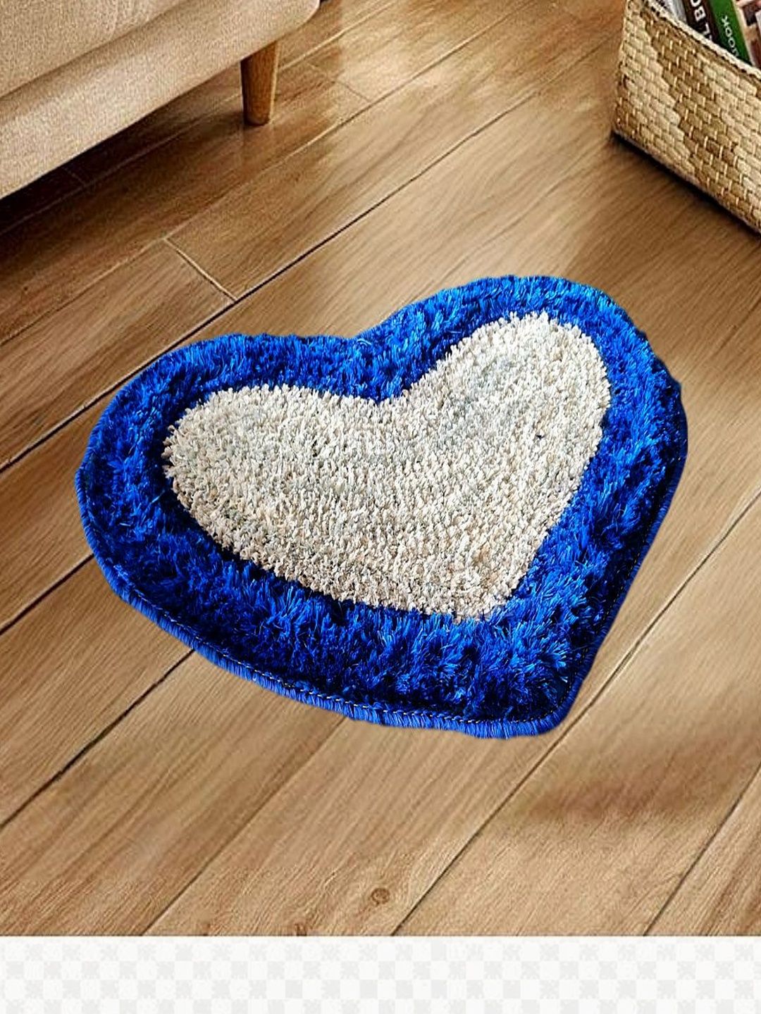 vstucart Blue & White Heart Shaped Cotton Doormat-picture-47