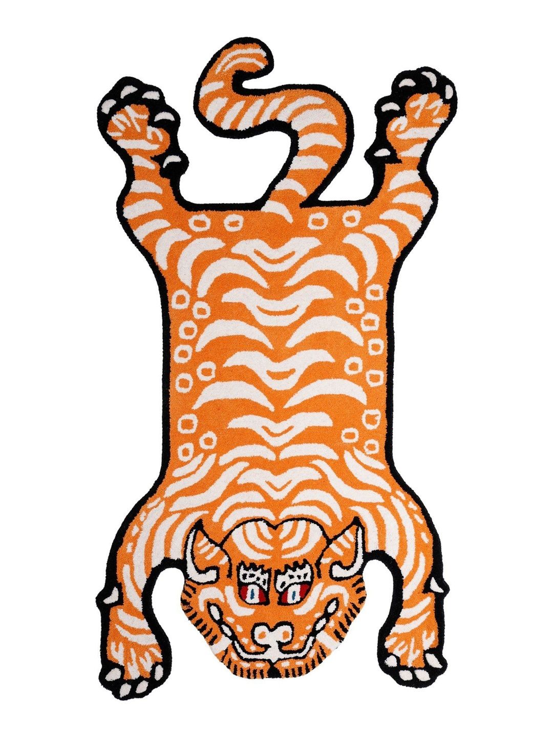 Exotic India Orange & White Tibetan Tiger Wool Mat-image-37