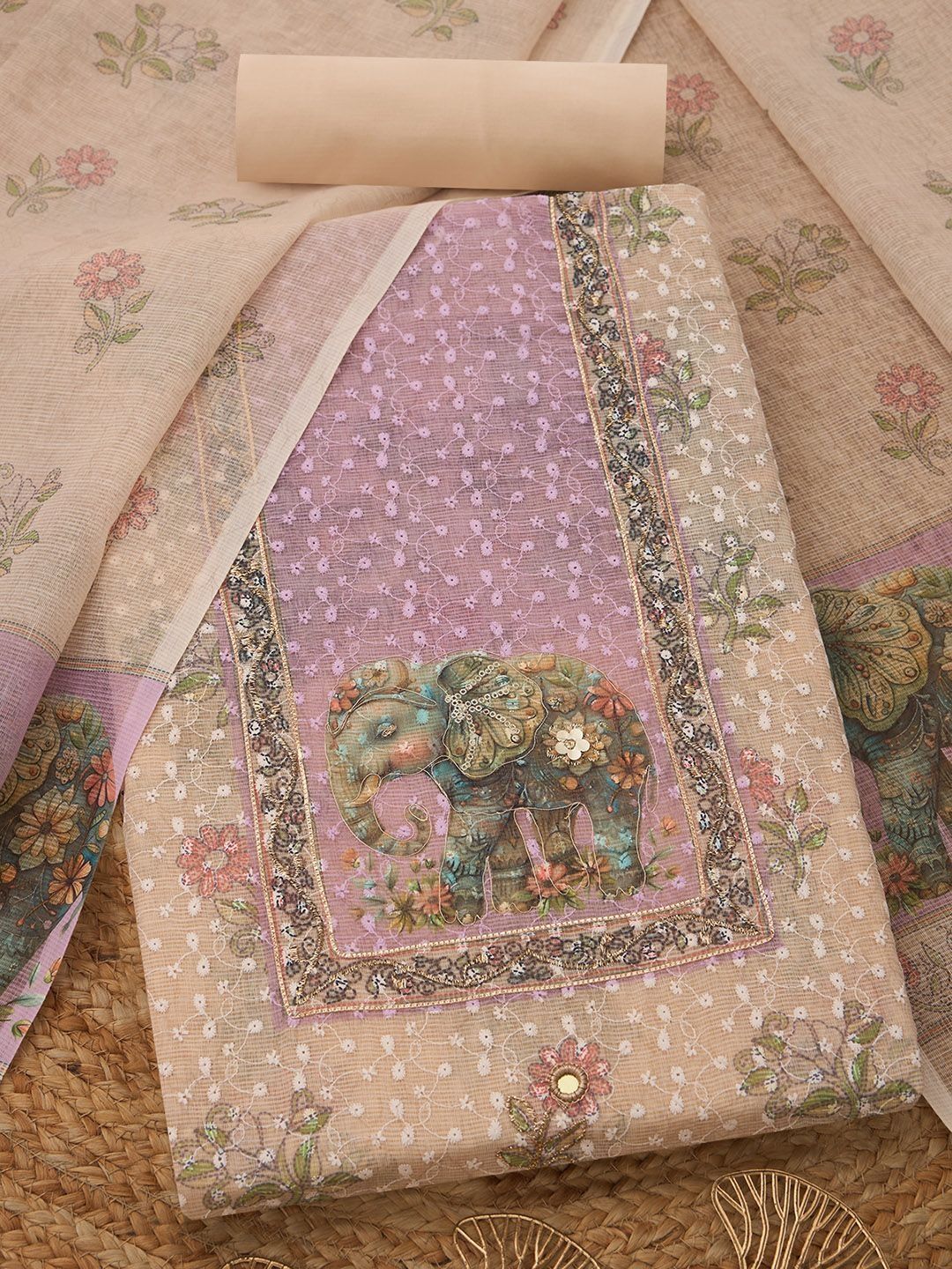 Soch Printed Pure Cotton Unstitched Dress Material