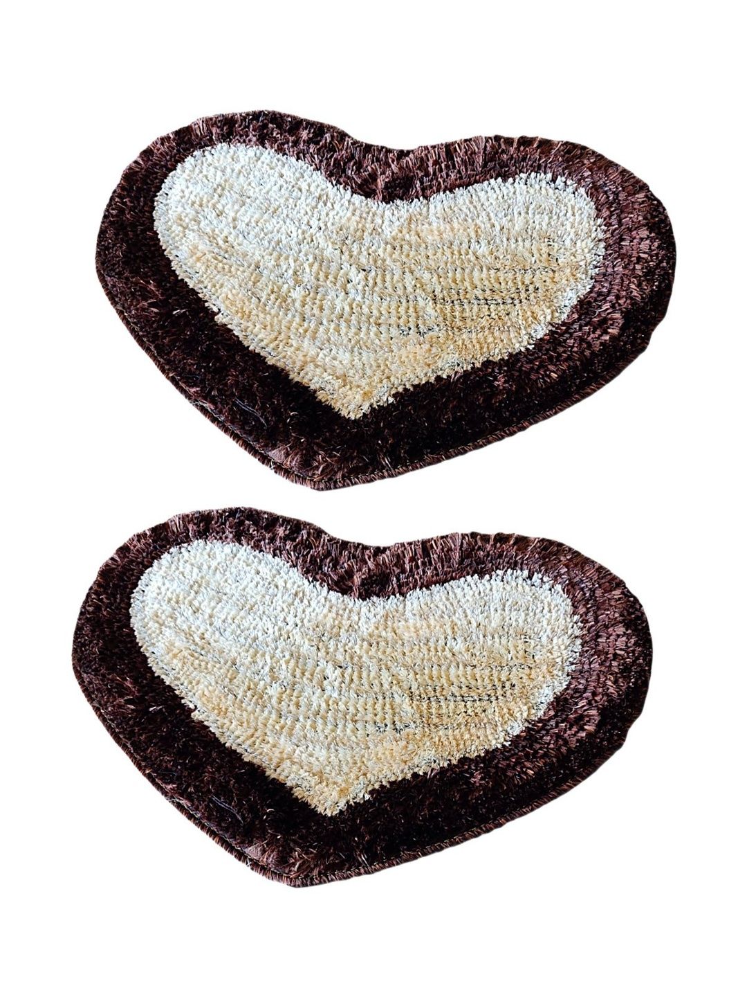 vstucart Cream & Brown 2 Pieces Heart Shaped Cotton Doormats-image-21