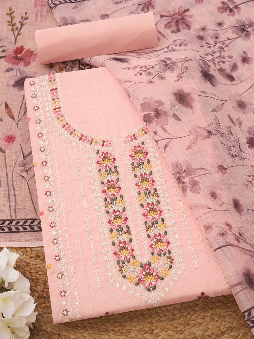 Soch Embroidered Pure Cotton Unstitched Dress Material-picture-2