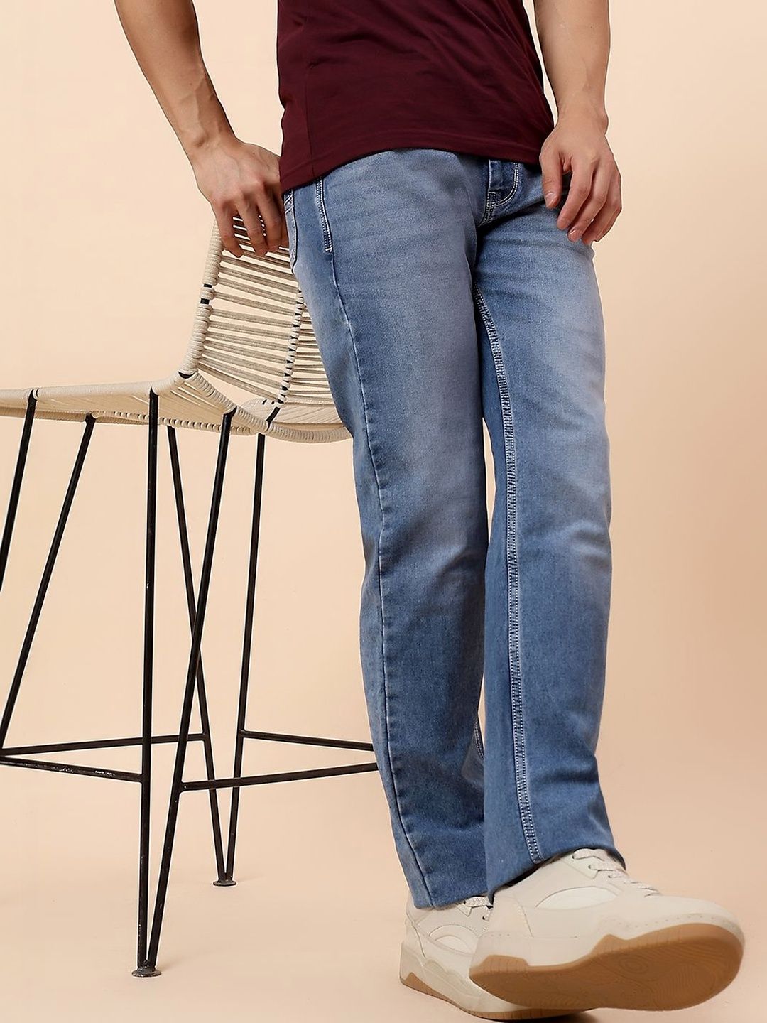 Cantabil Men Comfort Regular Fit Mid-Rise Light Fade Stretchable Jeans-picture-30