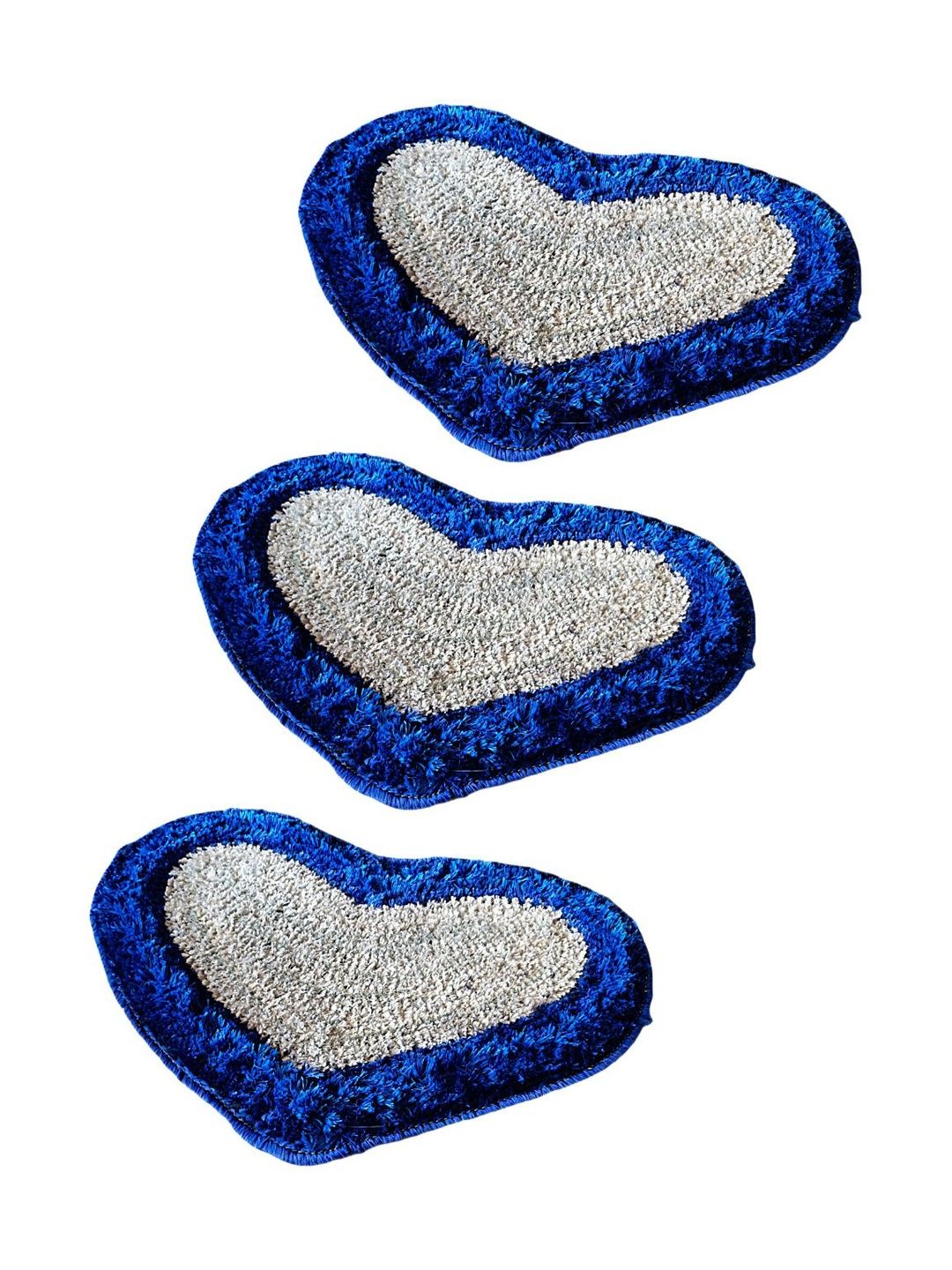 vstucart Blue & White 3 Pieces Heart Shaped Cotton Doormats-image-29
