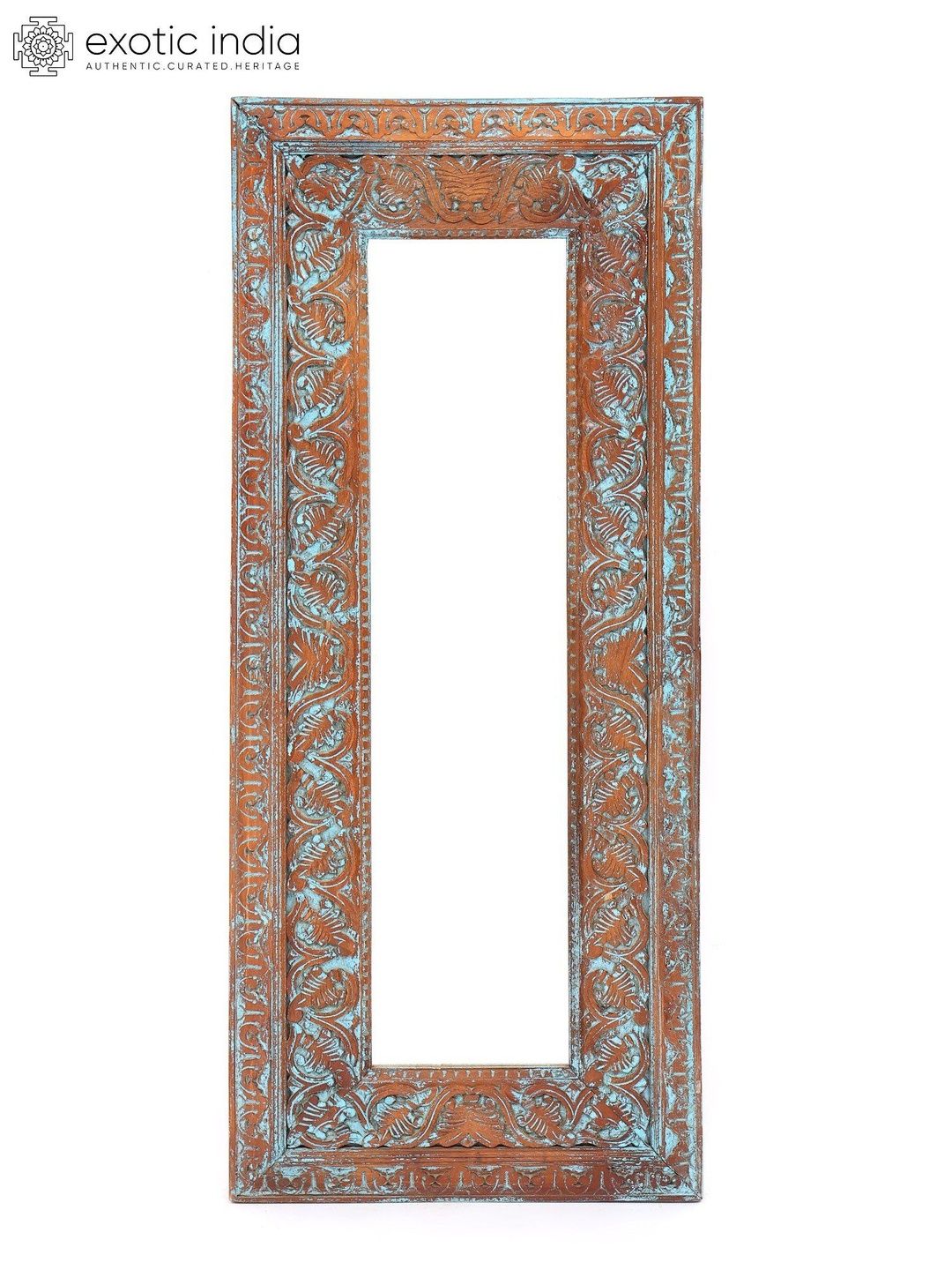 Exotic India Brown Textured Vintage Rectangular Mirror-image-29