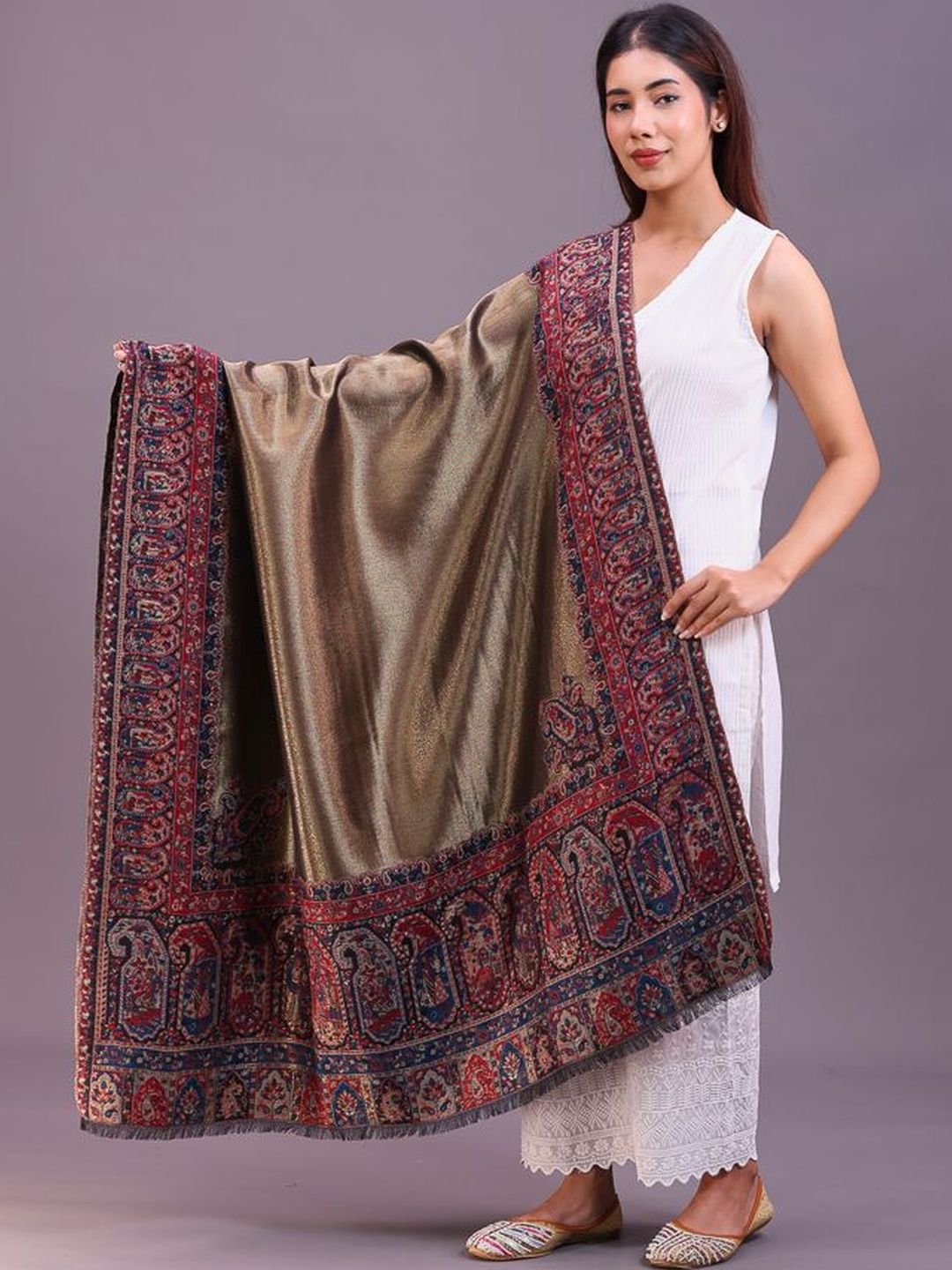 SWI Stylish Women Floral Woven Design Shawl-image-16