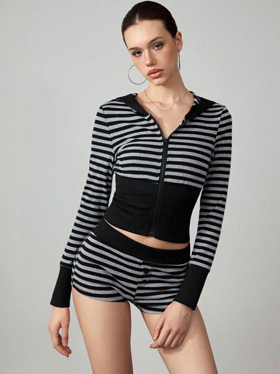 LULU & SKY Striped Hooded Top With Shorts Co-Ords-picture-33