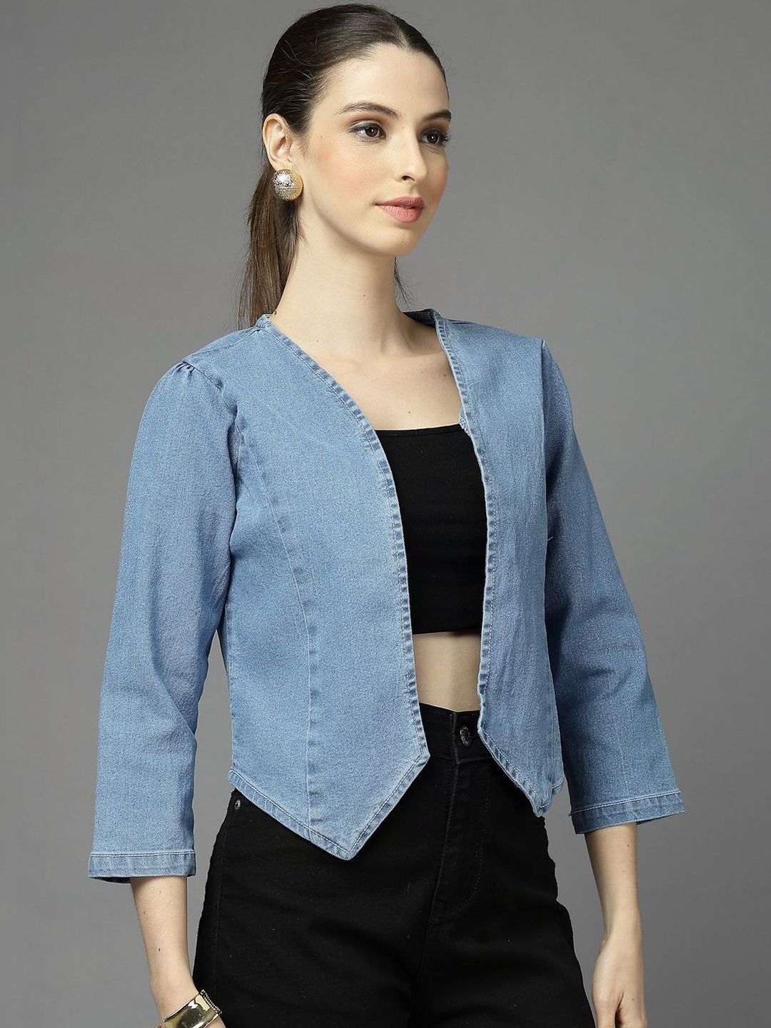 Style Quotient Women Solid Denim Shrug-picture-13