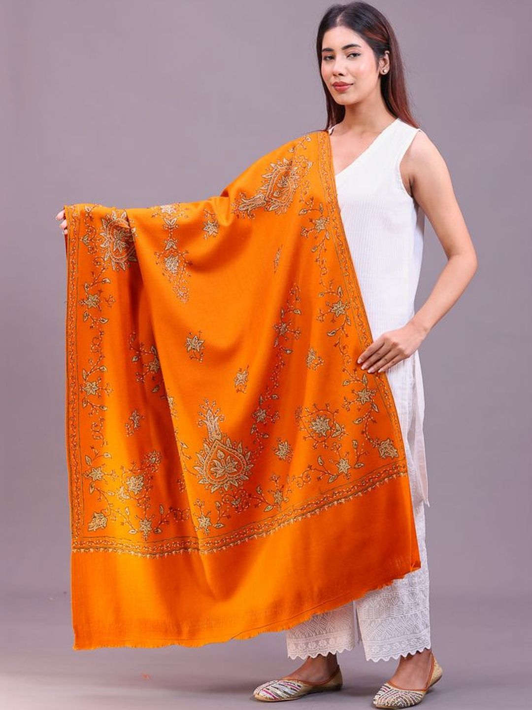 SWI Stylish Women Floral Woven Design Pashmina Shawl-picture-19