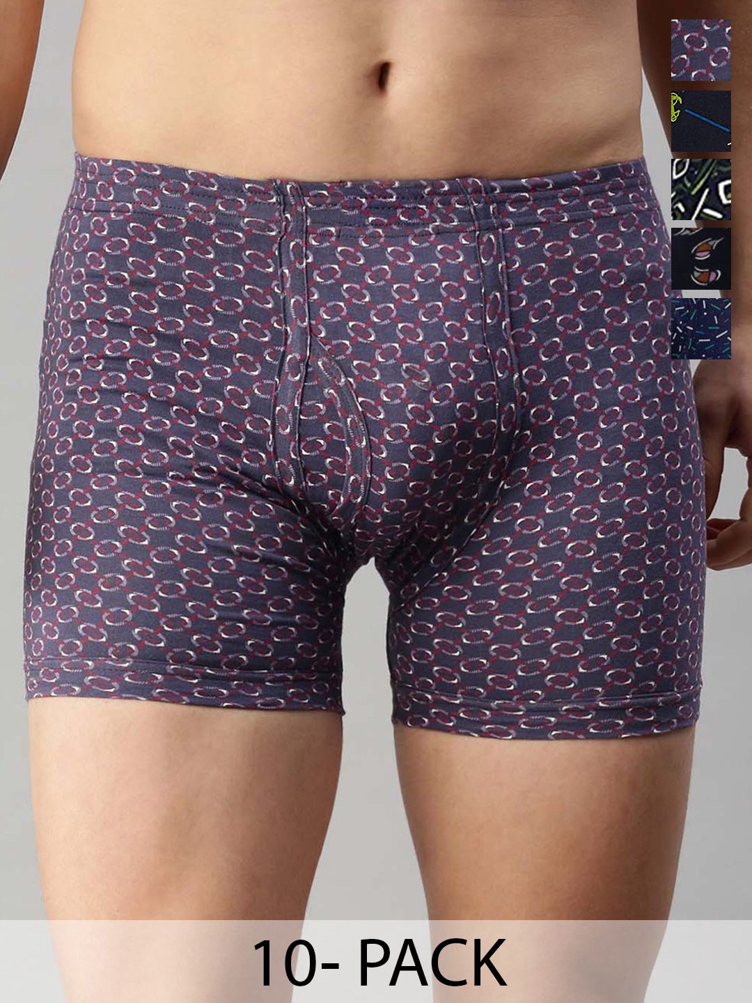 Rupa Hunk Pack Of 10 Assorted Printed Pure Combed Cotton Long Trunks-picture-44