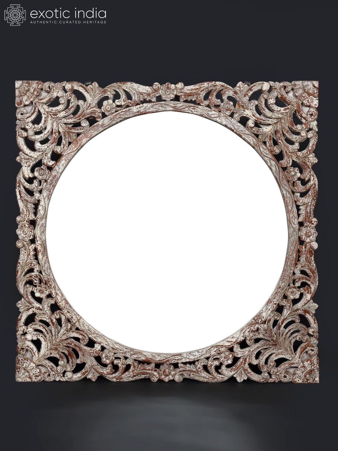 Exotic India Brown Textured Vintage Square Mirror-image-37