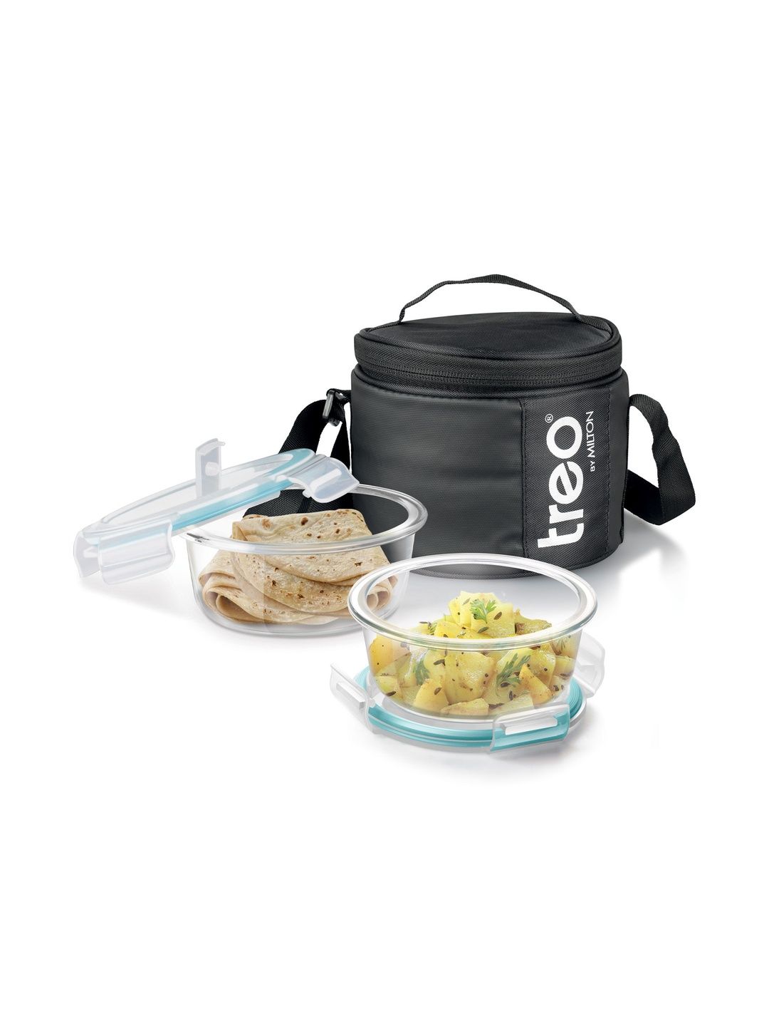 Treo All Weather Black Borosilicate Leakproof Glass Tiffin Set with Jacket 400 ml-image-33
