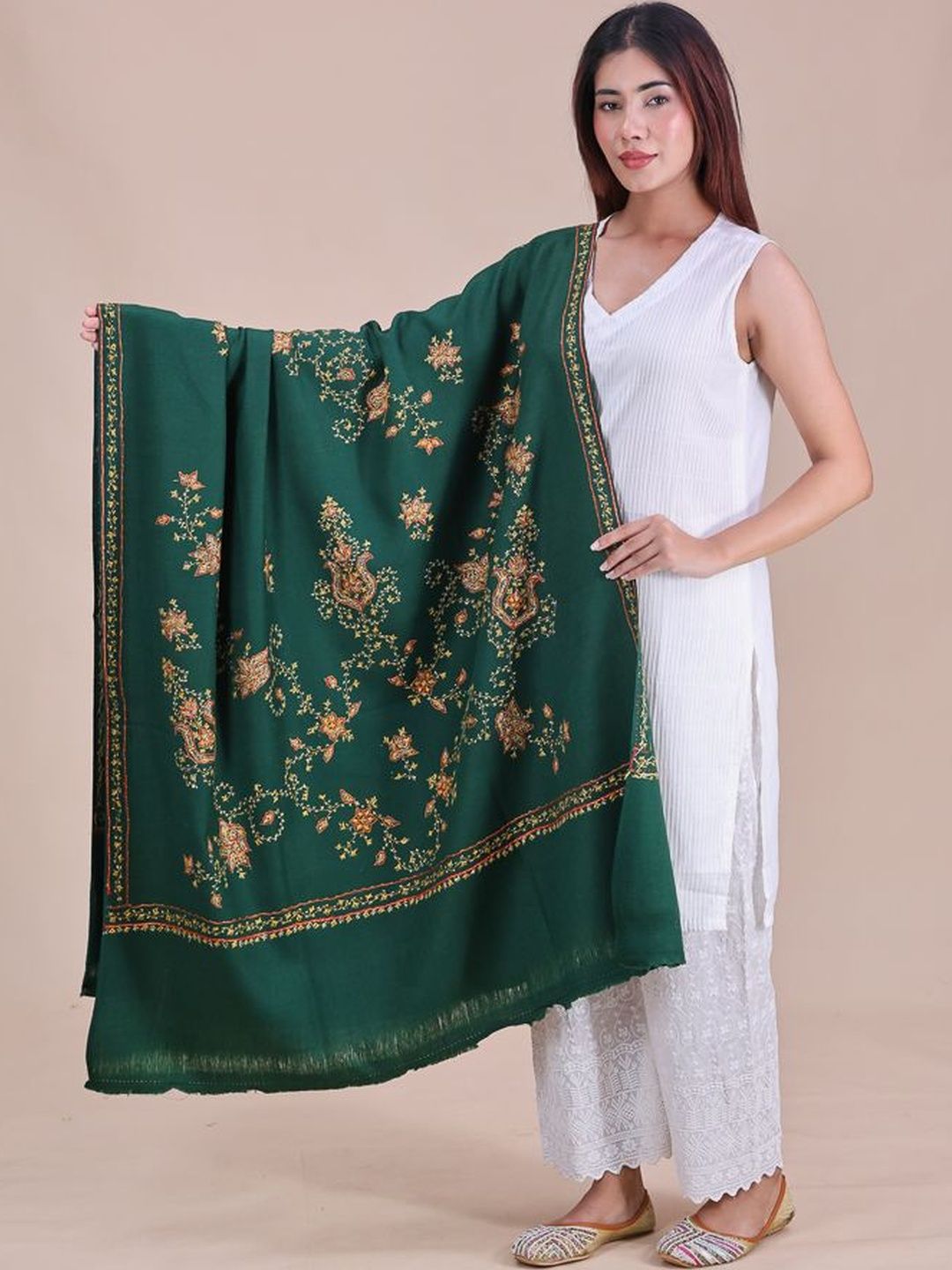 SWI Stylish Women Floral Embroidered Pashmina Shawl